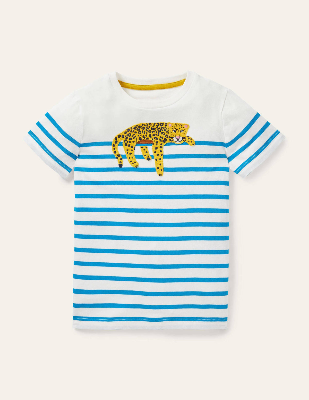 Animal Breton T-shirt-Malibu Blue/Ivory Leopard - Image 1
