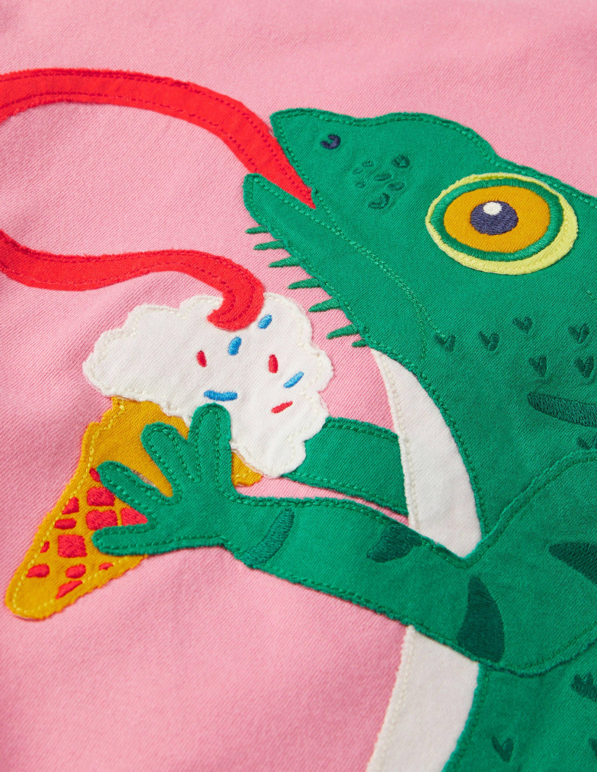Front & Back Appliqué T-shirt-Pink Lemonade Chameleon-3