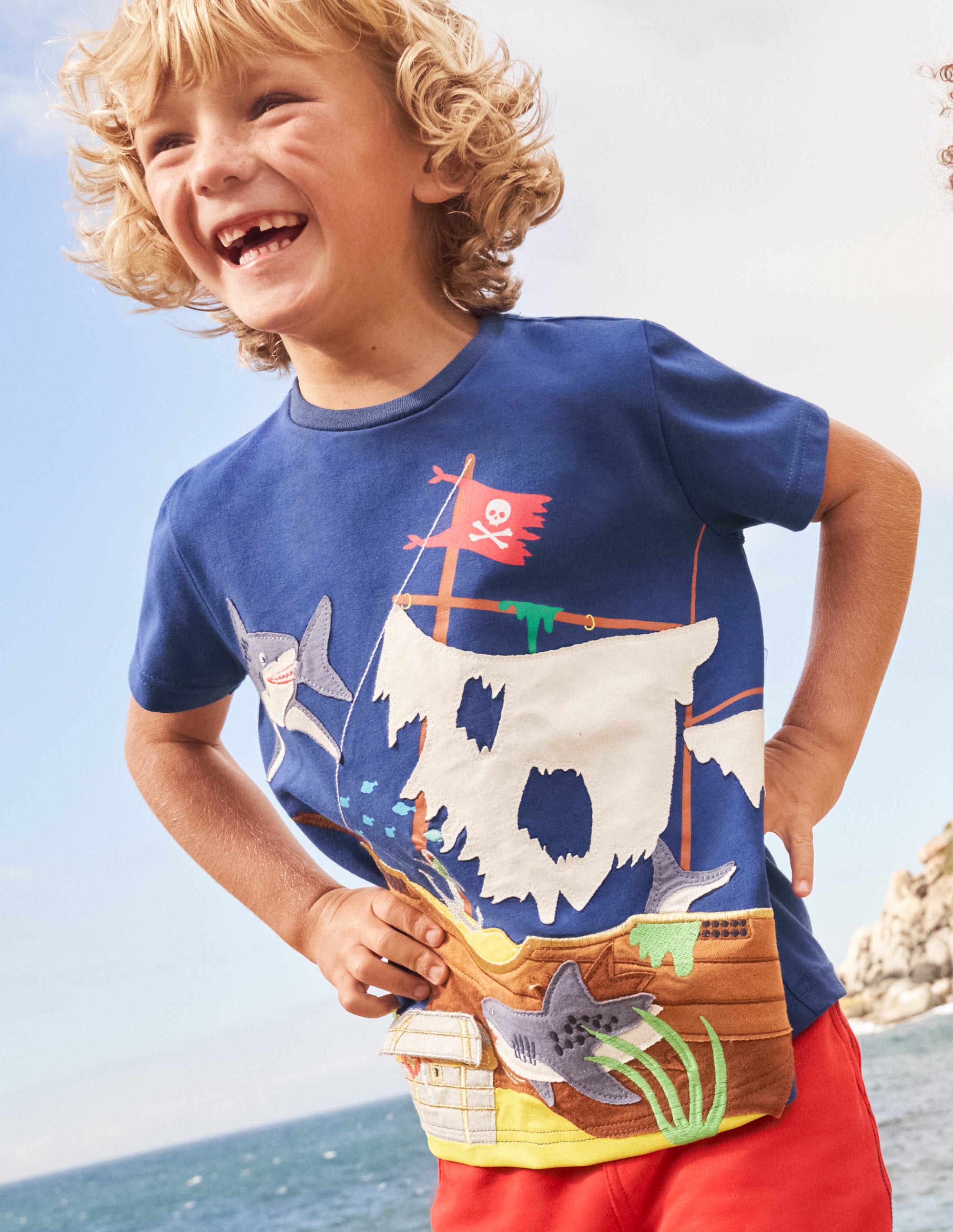 Lift-the-Flap T-shirt-Starboard Blue Pirate Ship - Image 4