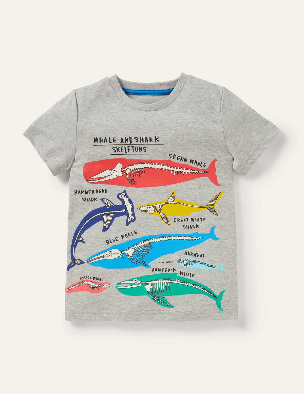 Glow-in-the-dark T-shirt-Grey Marl Sea Animals-1