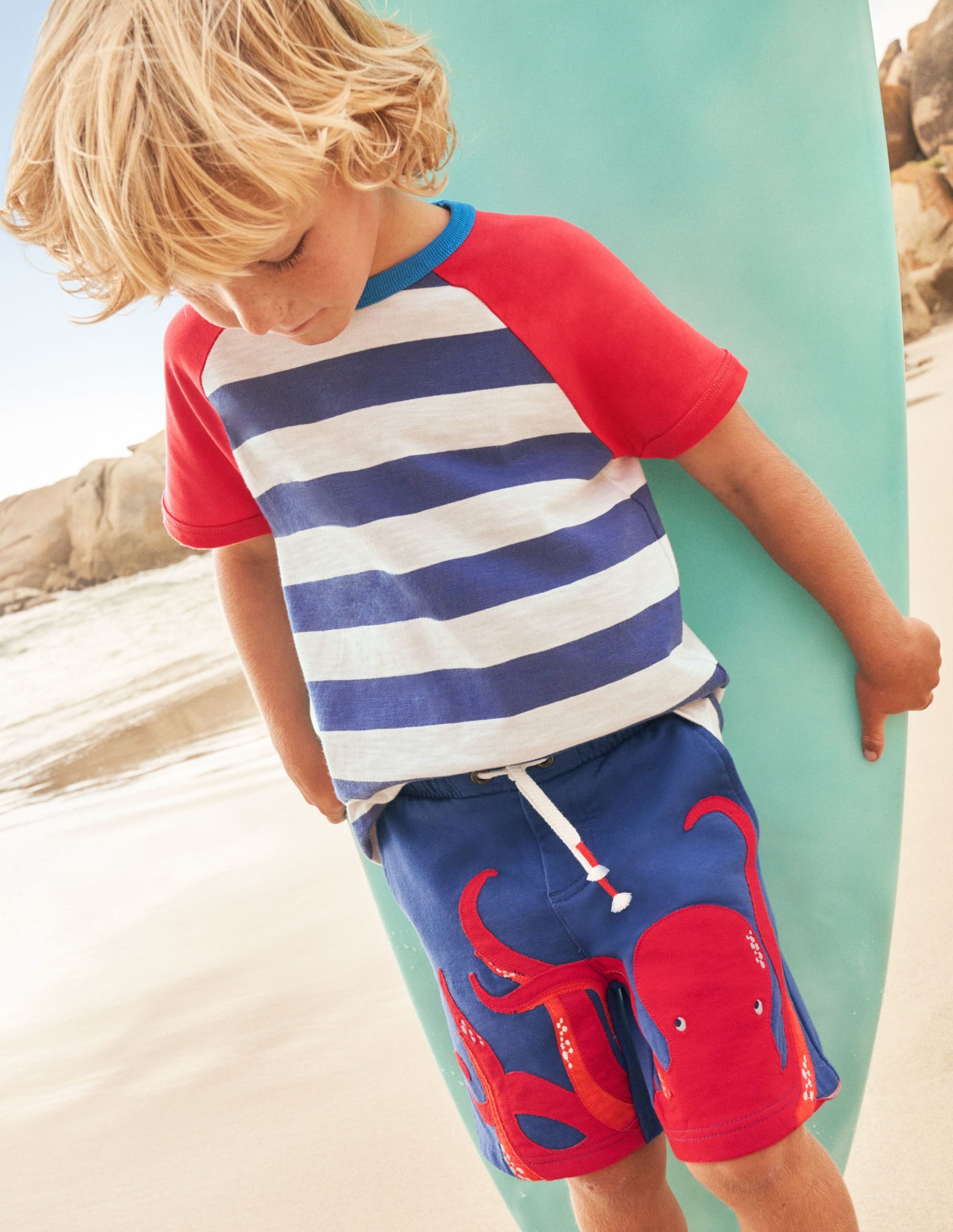 Appliqué Sweatshorts-Starboard Blue Octopus-4