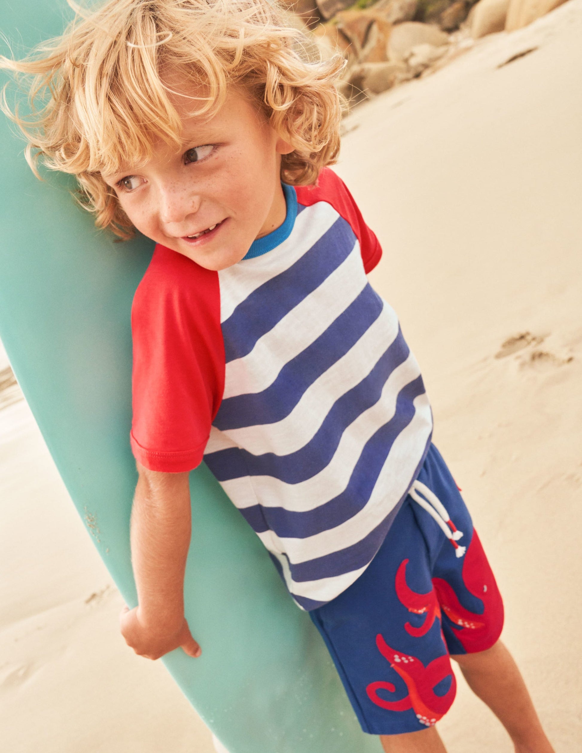 Appliqué Sweatshorts-Starboard Blue Octopus-5