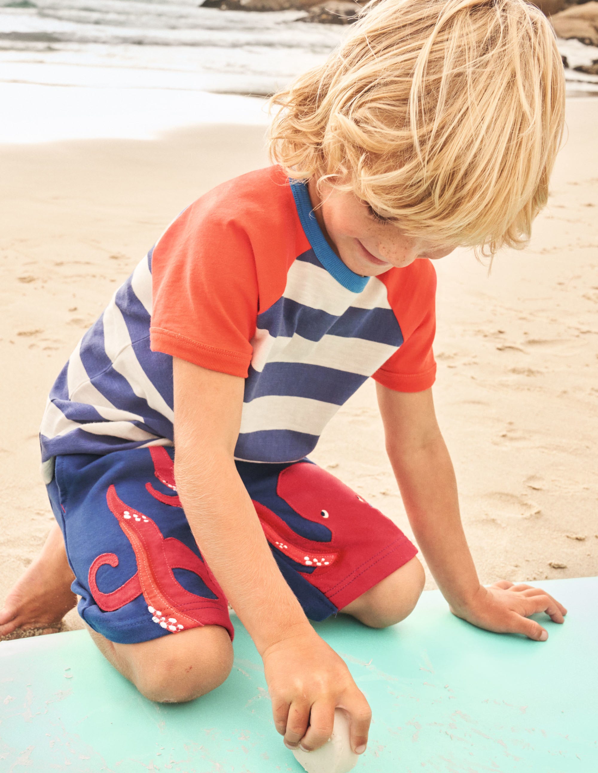 Appliqué Sweatshorts-Starboard Blue Octopus - Image 6