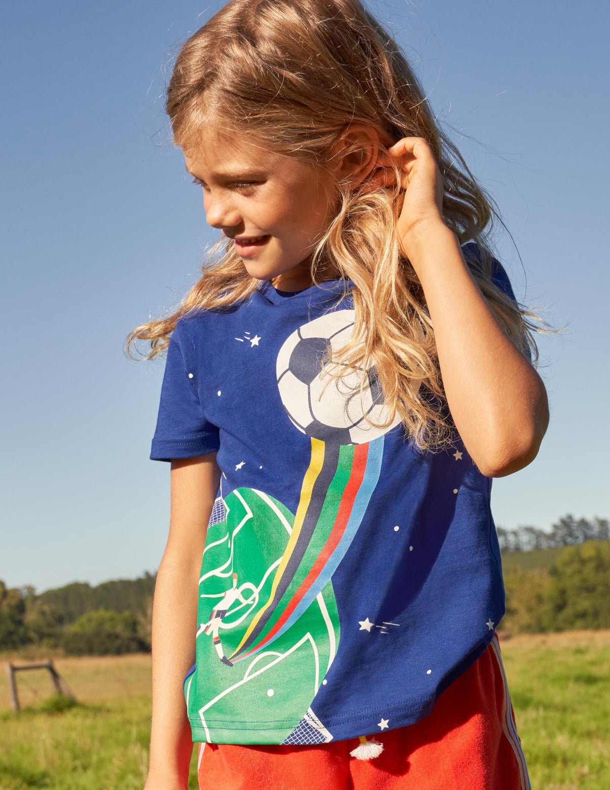 Sport Printed Graphic T-shirt-Blue Wave Football - Image 4