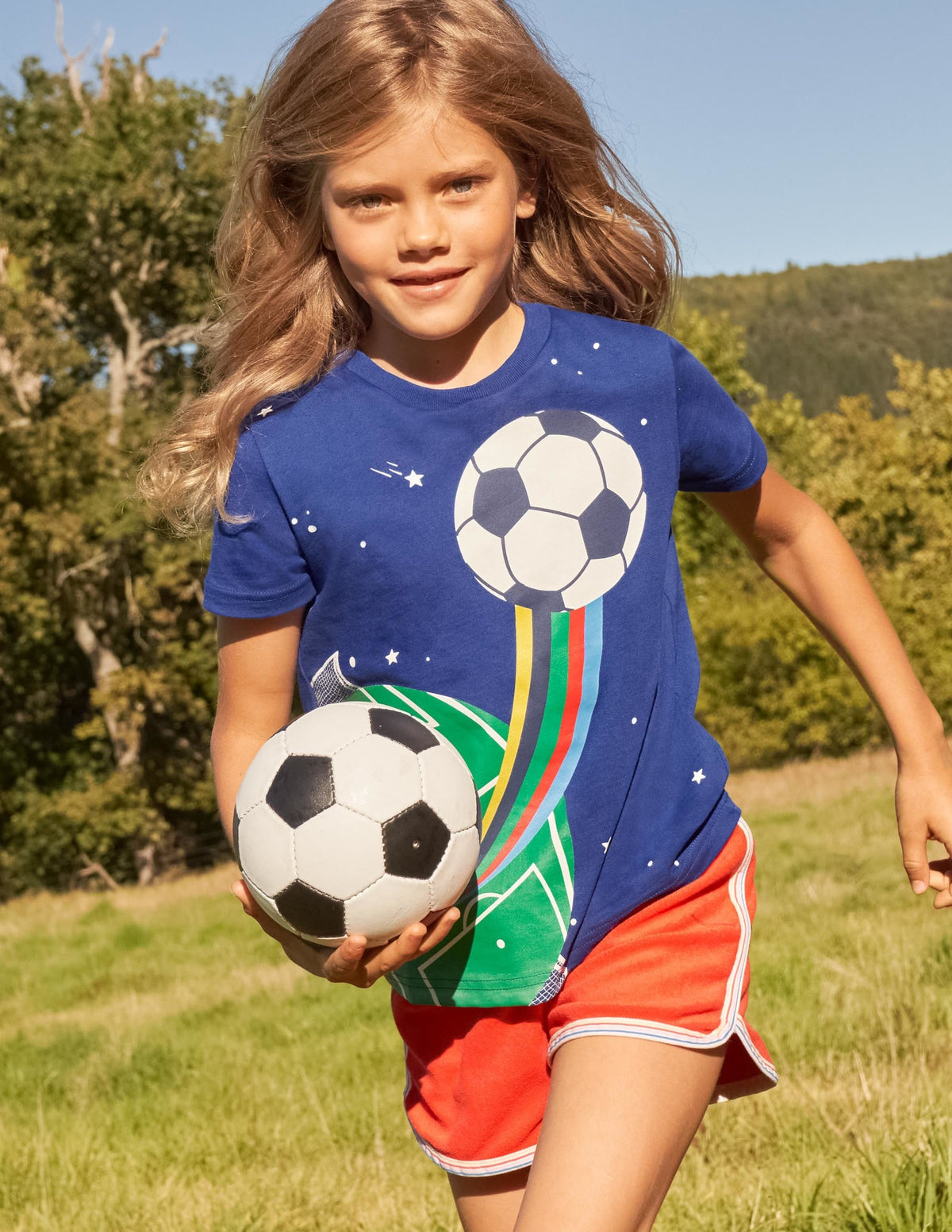 Sport Printed Graphic T-shirt-Blue Wave Football - Image 5