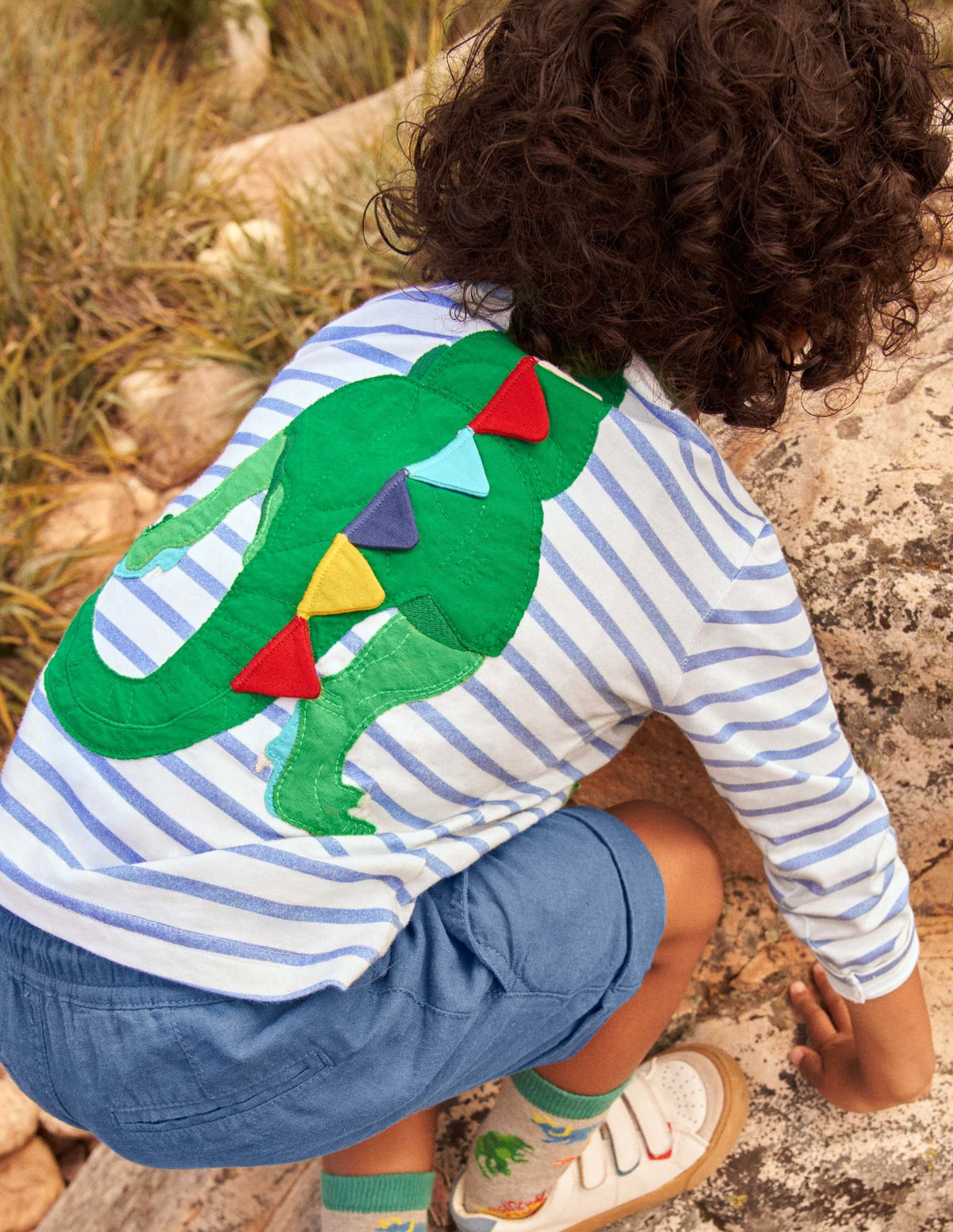 Be the Dinosaur T-shirt-Ivory/Malibu Blue Dinosaur - Image 4