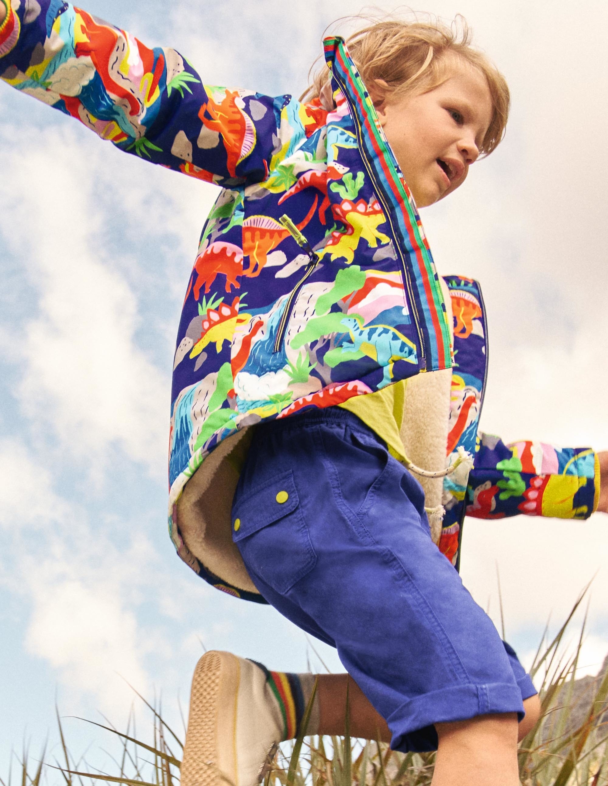 Cosy Sherpa-lined Anorak-Starboard Blue Multi Dino - Image 6