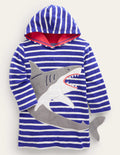 Appliqué Towelling Throw-on-Bluing Blue Shark