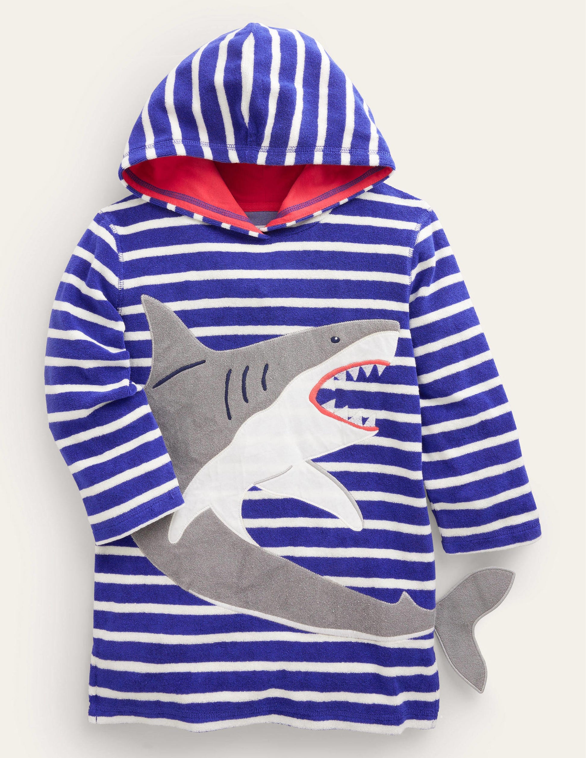 Appliqué Towelling Throw-on-Bluing Blue Shark-1