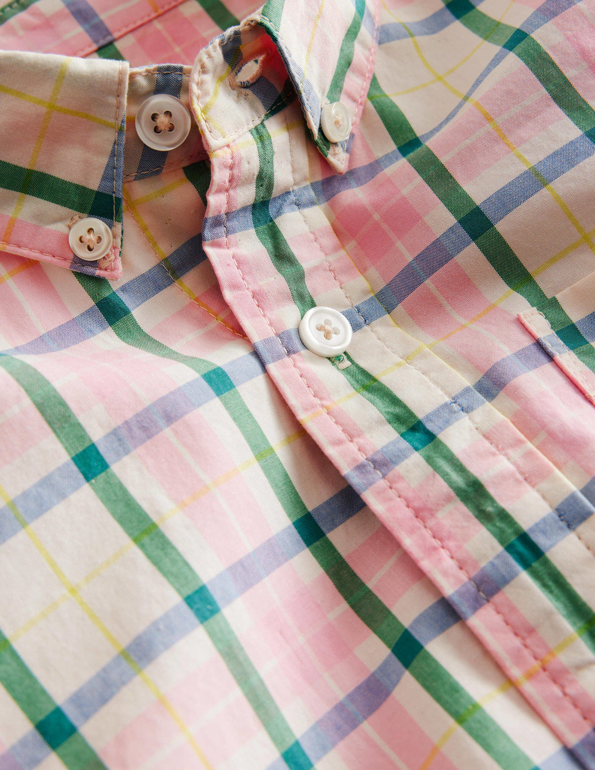 Short Sleeve Check Shirt-Pink/Green Check-3