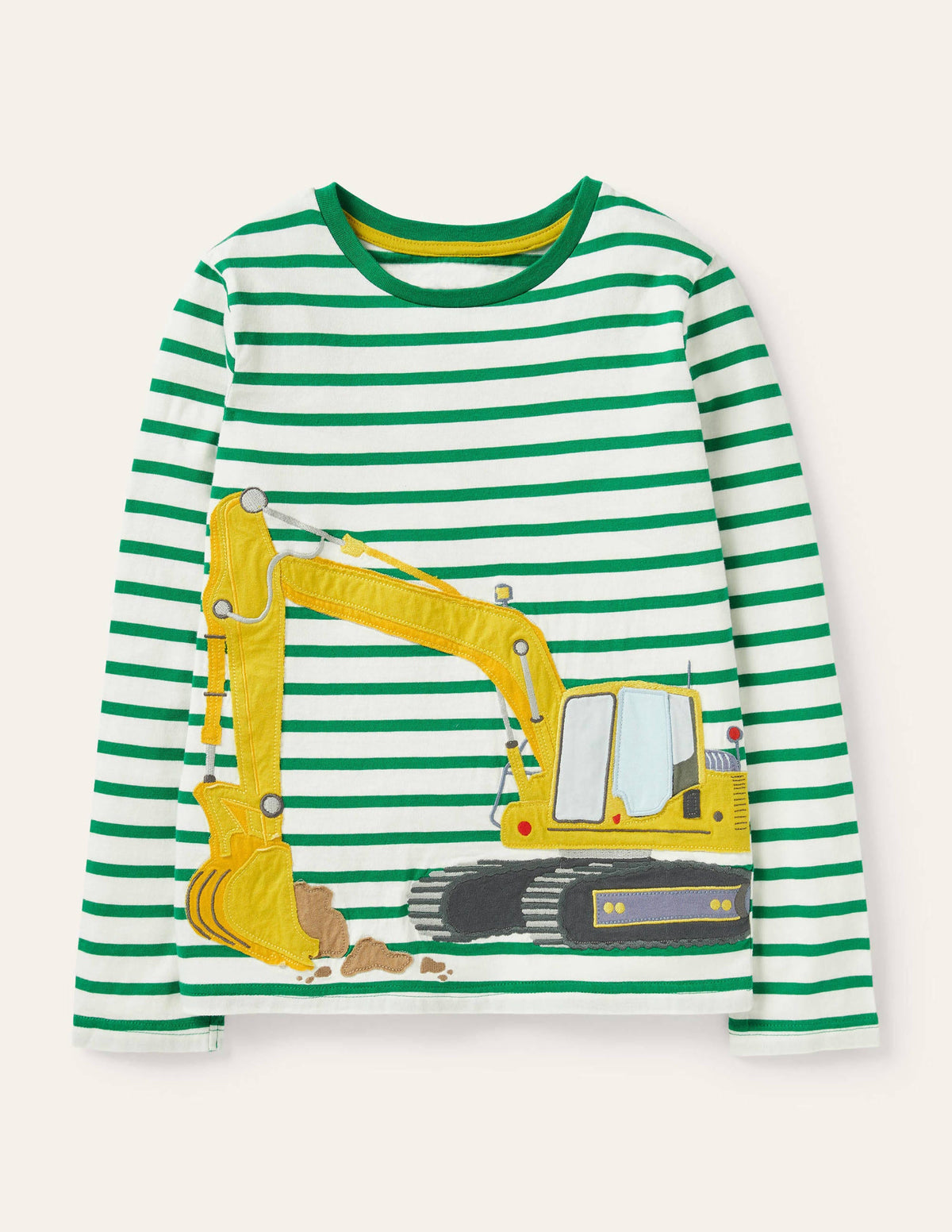Lift-the-flap Vehicle T-shirt-Ivory/Highland Green Digger-1