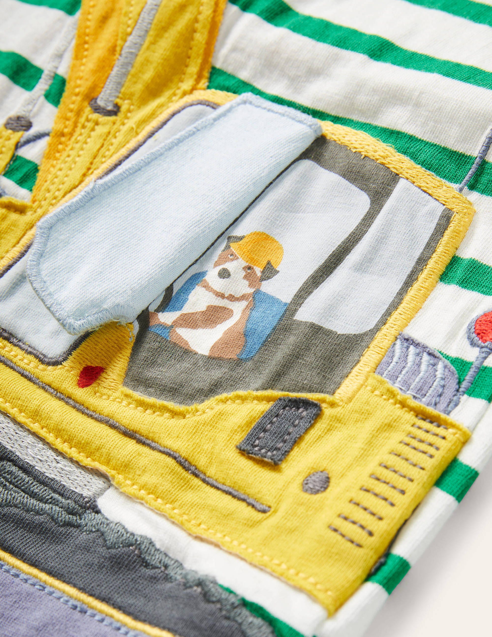 Lift-the-flap Vehicle T-shirt-Ivory/Highland Green Digger - Image 3