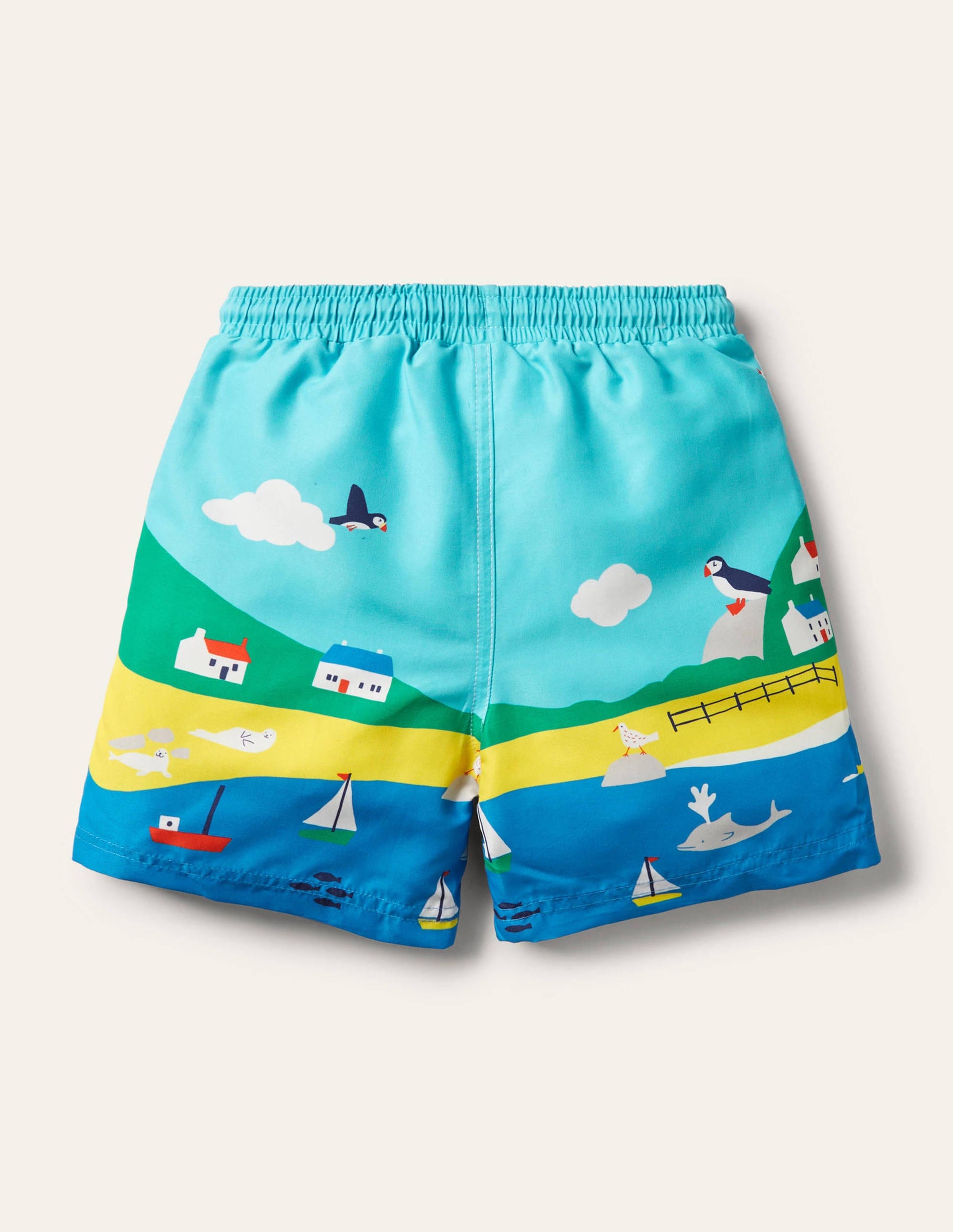 Swim Trunks-Aqua Blue Puffins-2