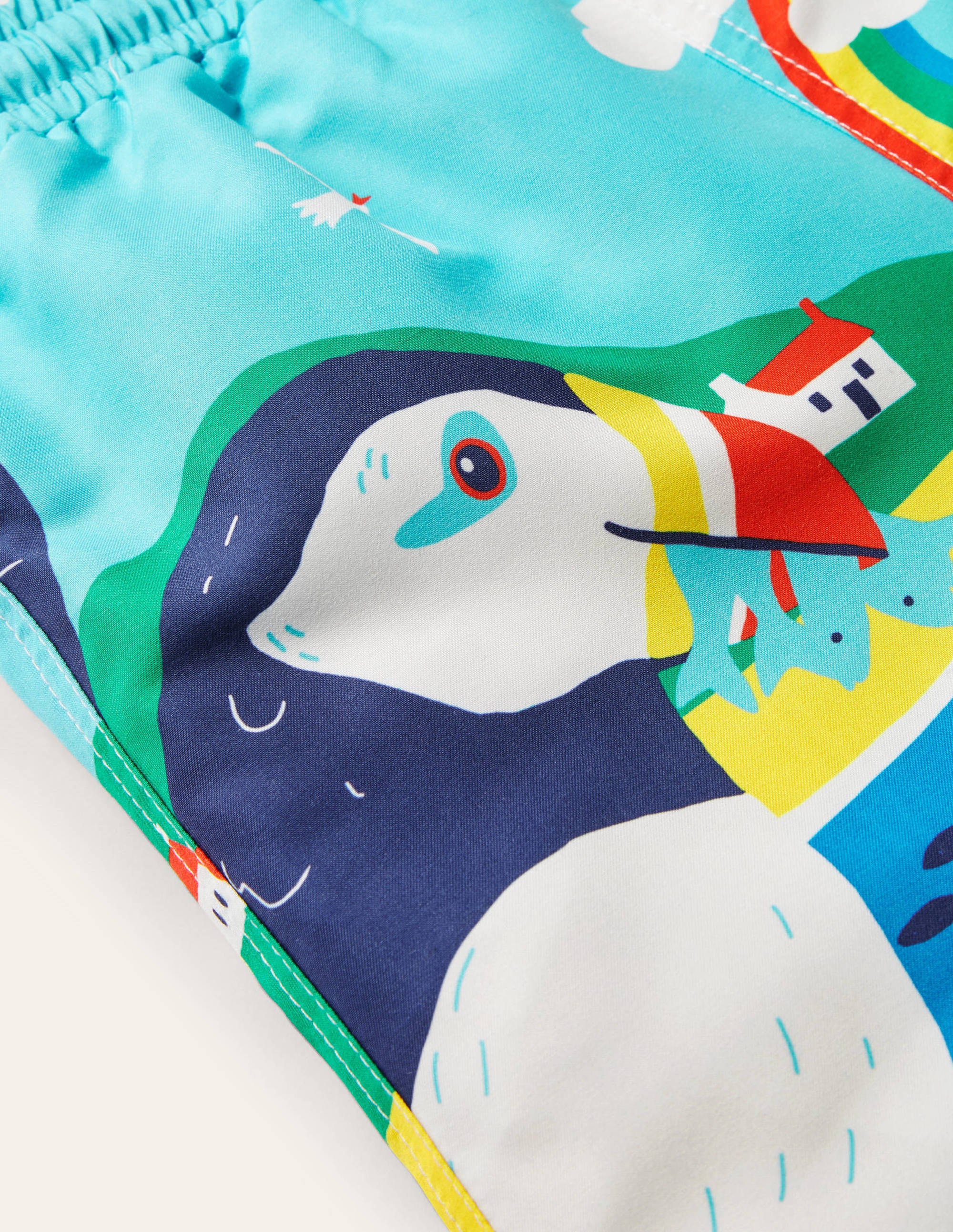 Swim Trunks-Aqua Blue Puffins - Image 3
