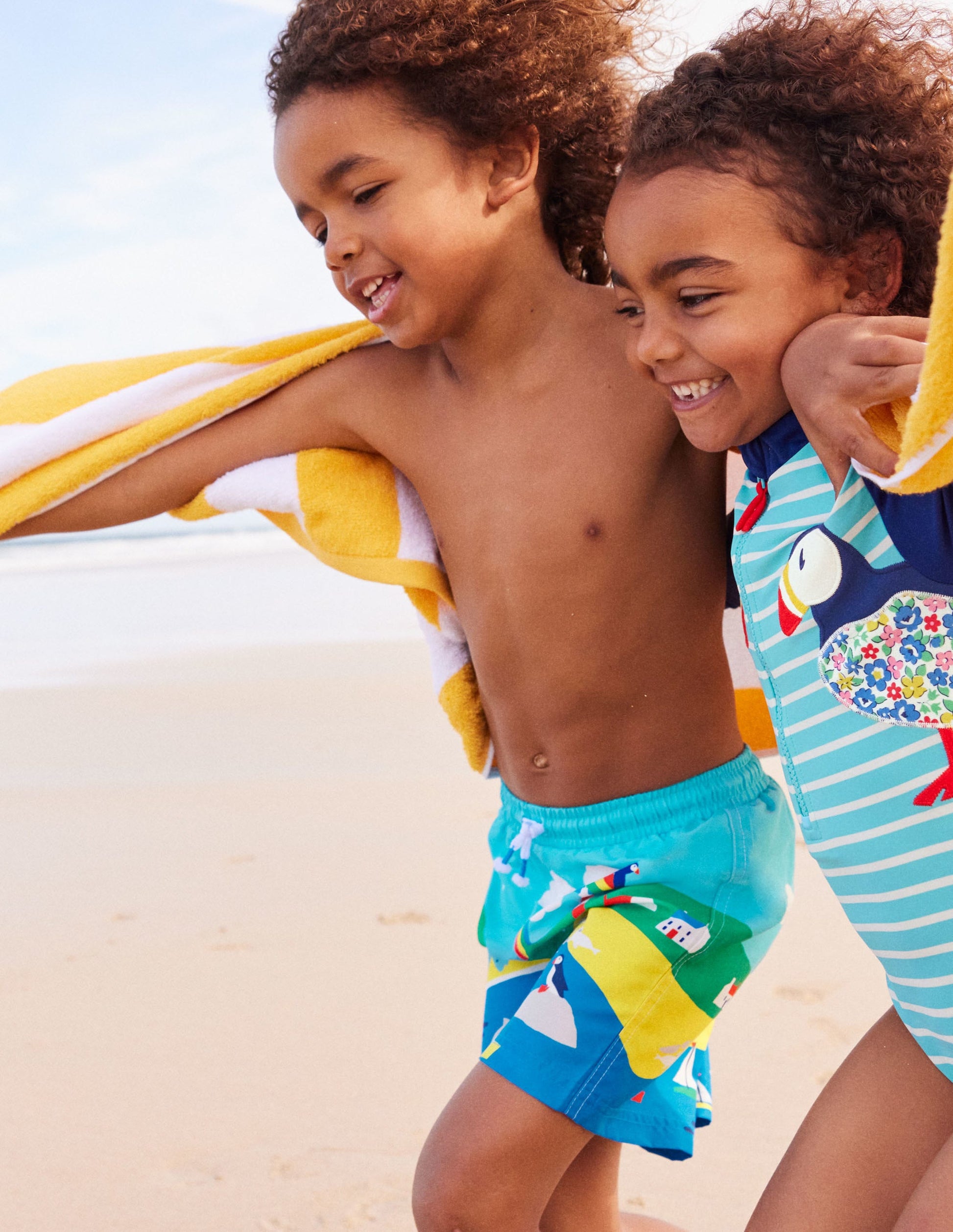 Swim Trunks-Aqua Blue Puffins-4
