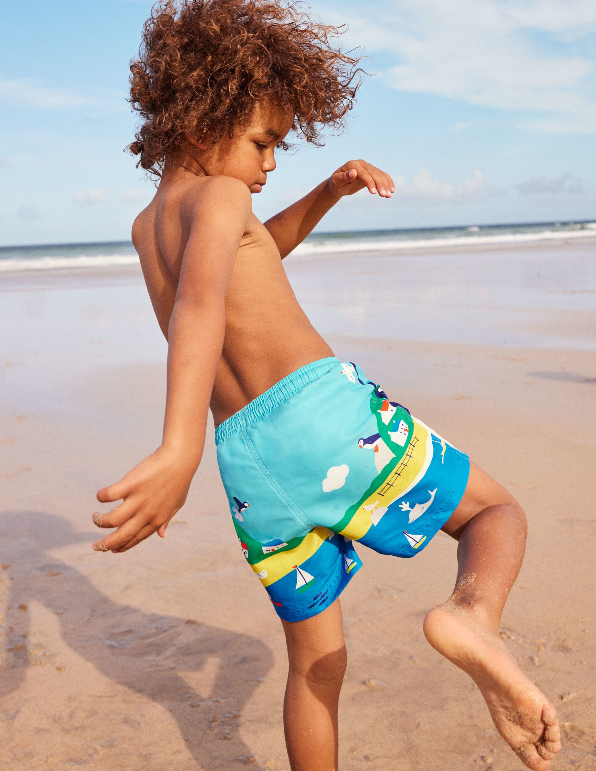 Swim Trunks-Aqua Blue Puffins - Image 6