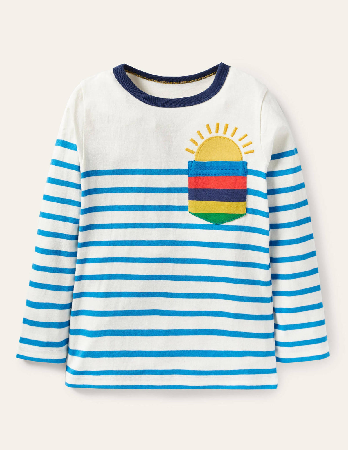Long Sleeve Breton T-shirt-Ivory/Moroccan Blue Weather-1