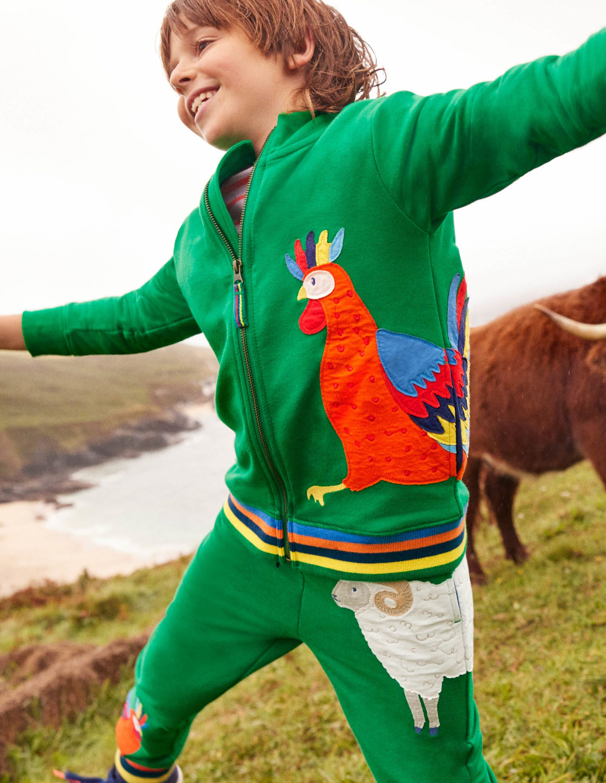 Cockrel Appliqué Joggers-Green Pepper Animals - Image 5