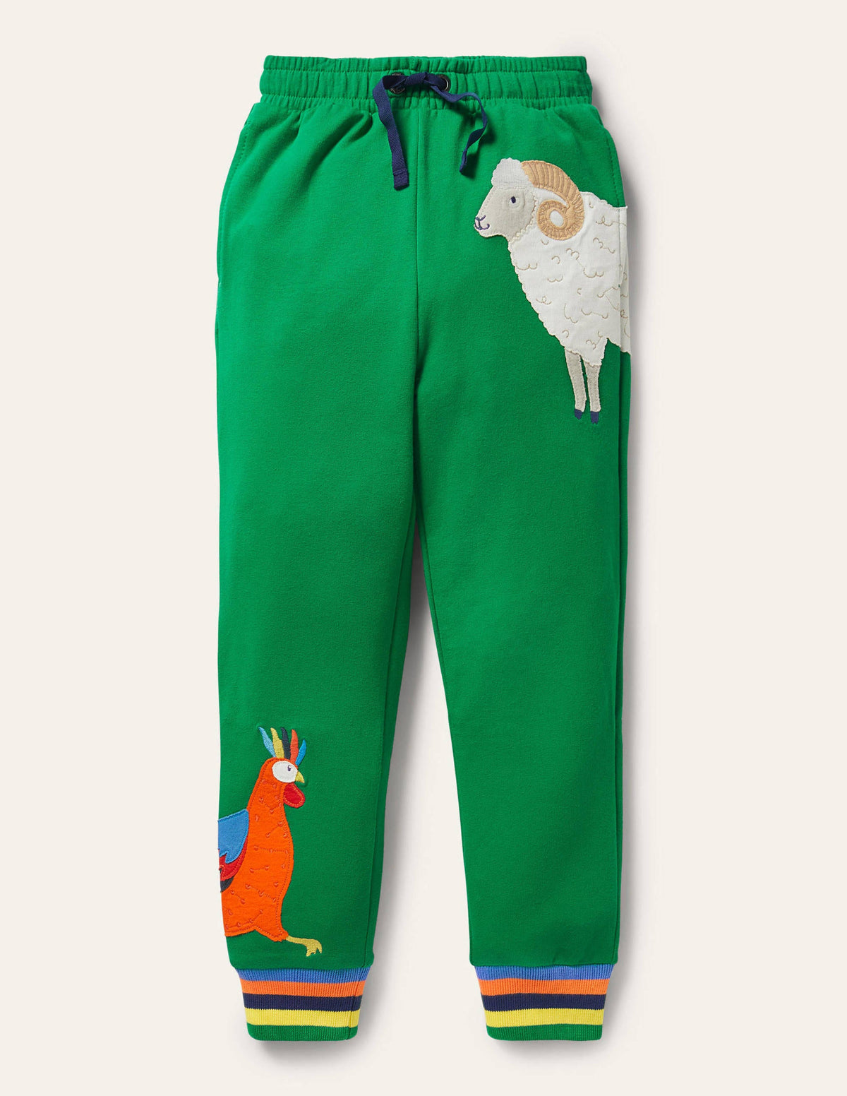 Cockrel Appliqué Joggers-Green Pepper Animals - Image 1