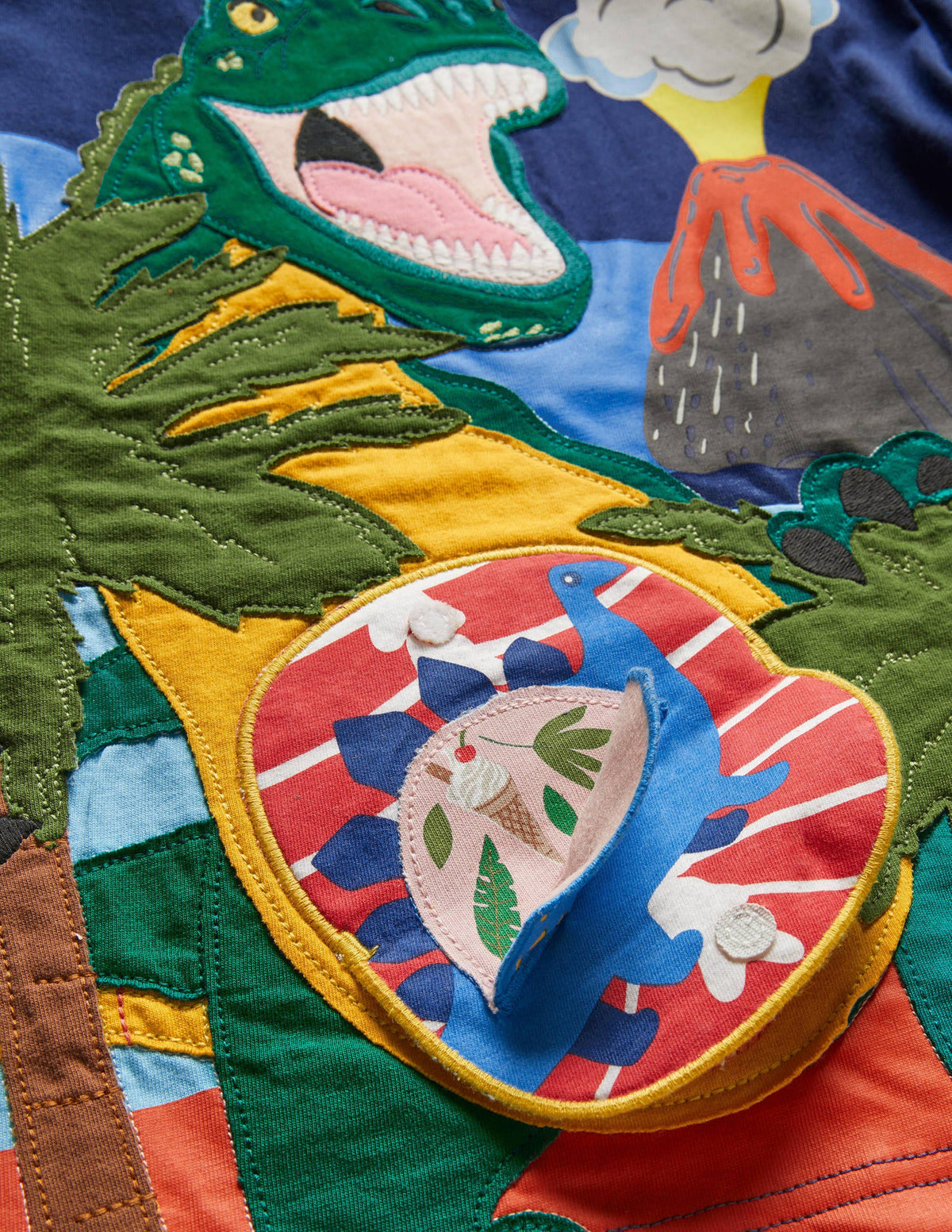 Double Flap Animal T-shirt-Starboard Blue Dinosaur - Image 3