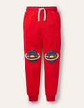 Appliqué Knee Joggers-Fire Red Space