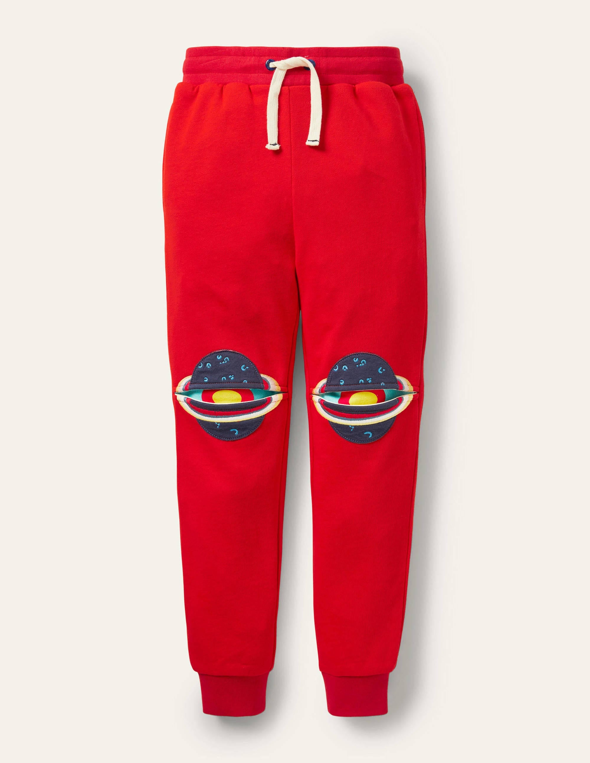 Appliqué Knee Joggers-Fire Red Space - Image 1
