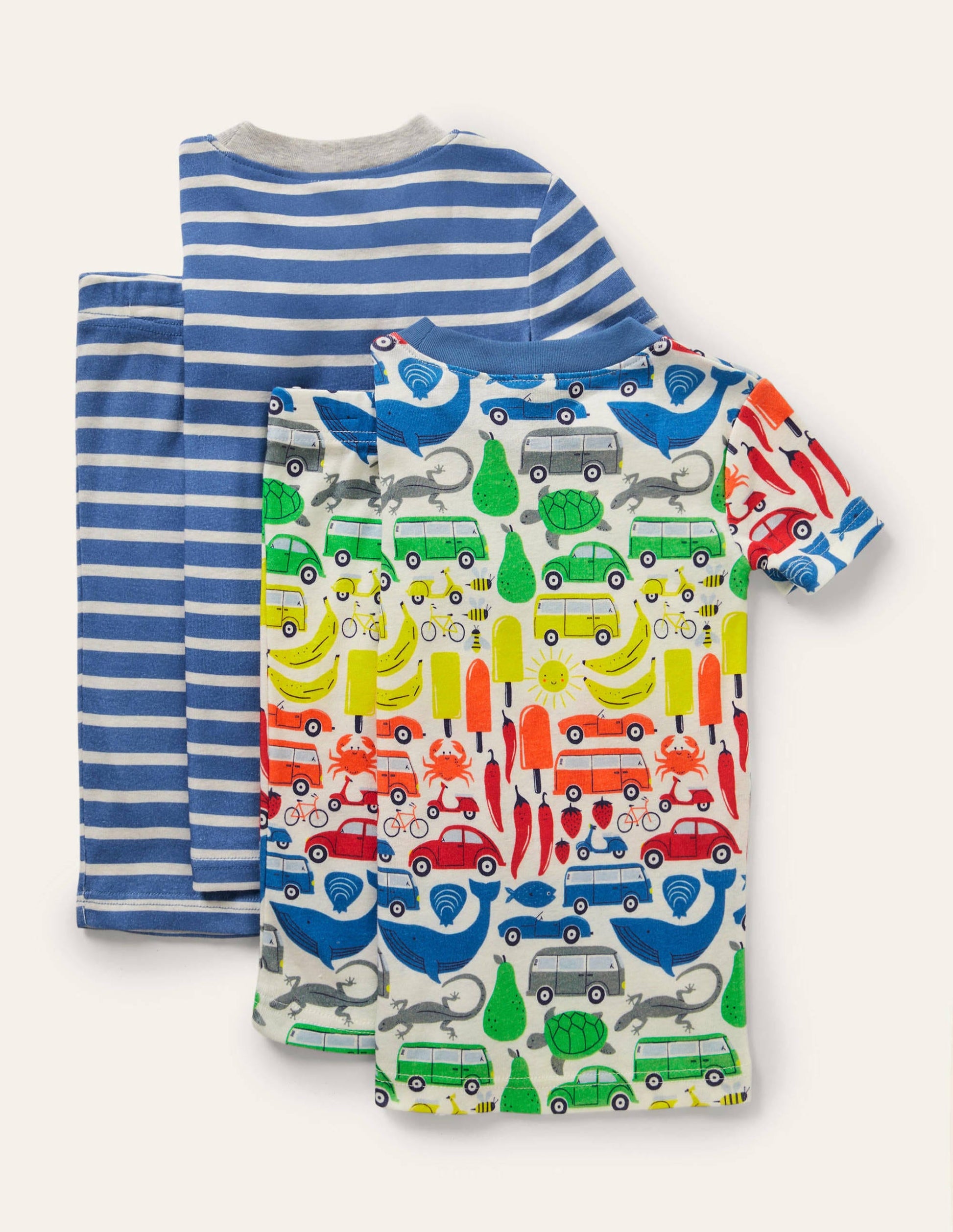 Cosy Twin Pack Short Pajamas-Ivory Rainbow Road Trip-2