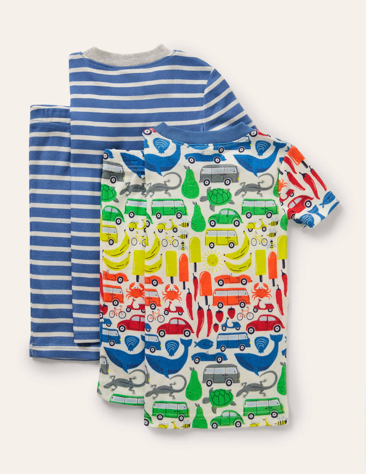 Cosy Twin Pack Short Pajamas-Ivory Rainbow Road Trip - Image 2