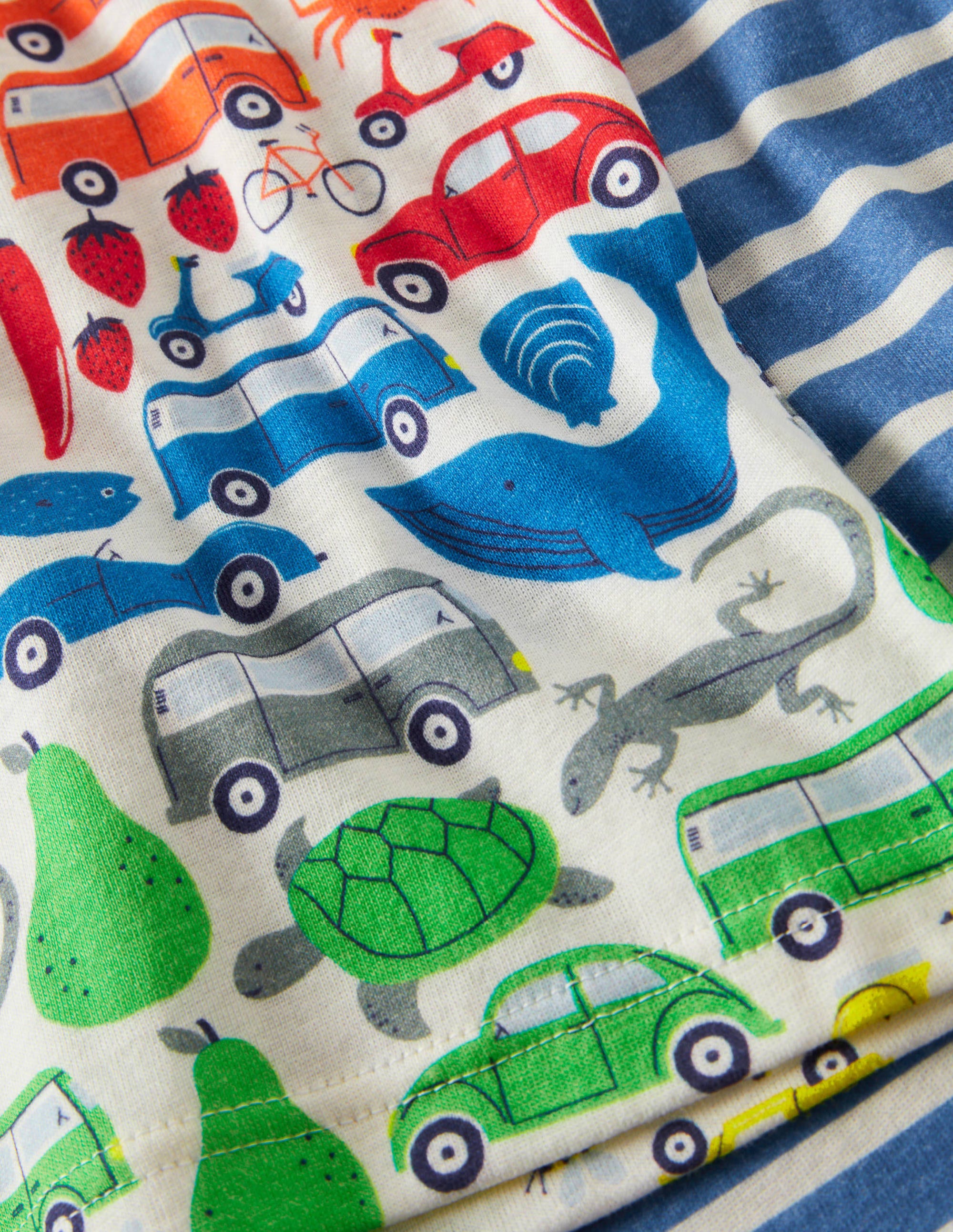 Cosy Twin Pack Short Pajamas-Ivory Rainbow Road Trip - Image 3