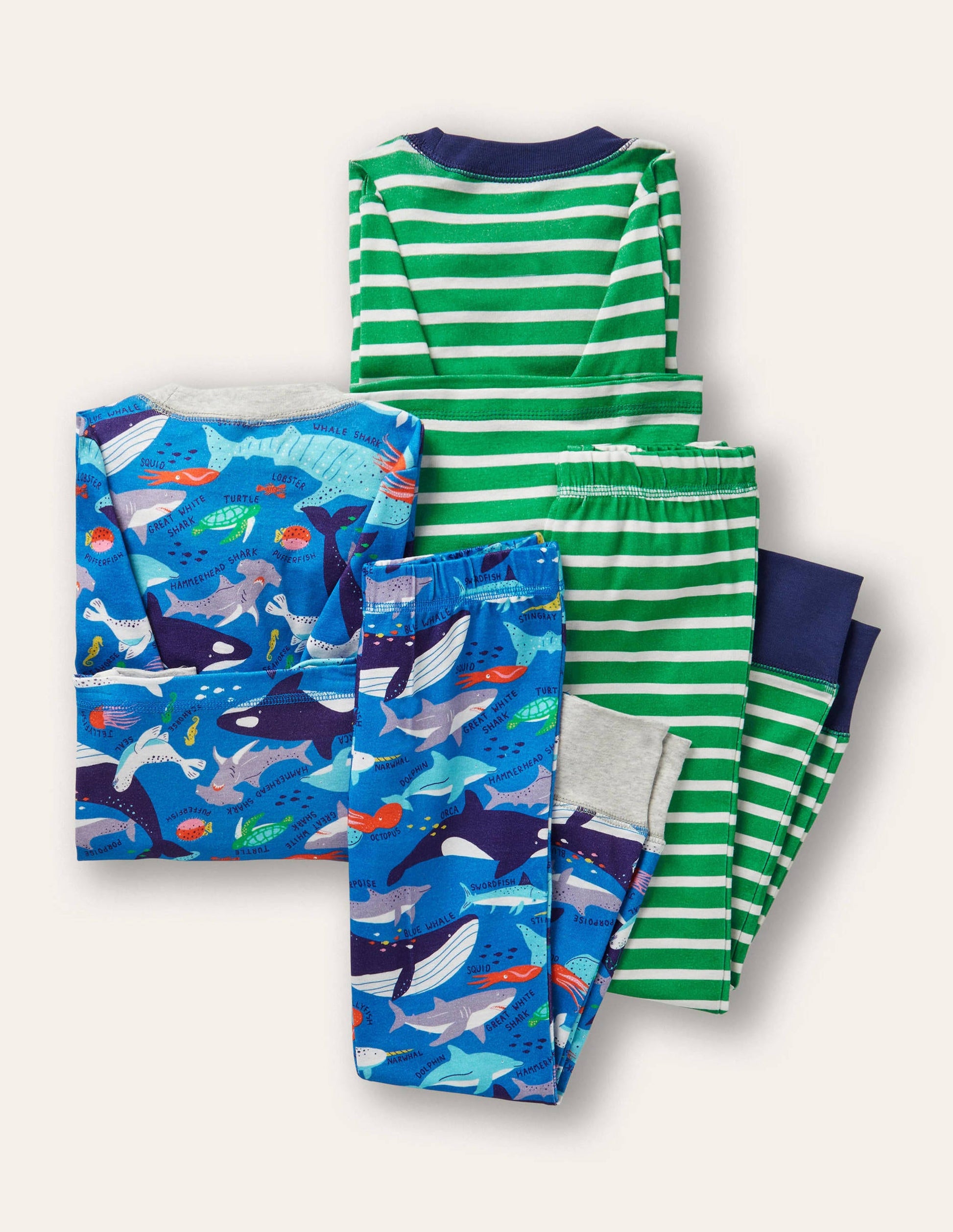 Cosy Twin Pack Long Pajamas-Bold Blue Underwater-2