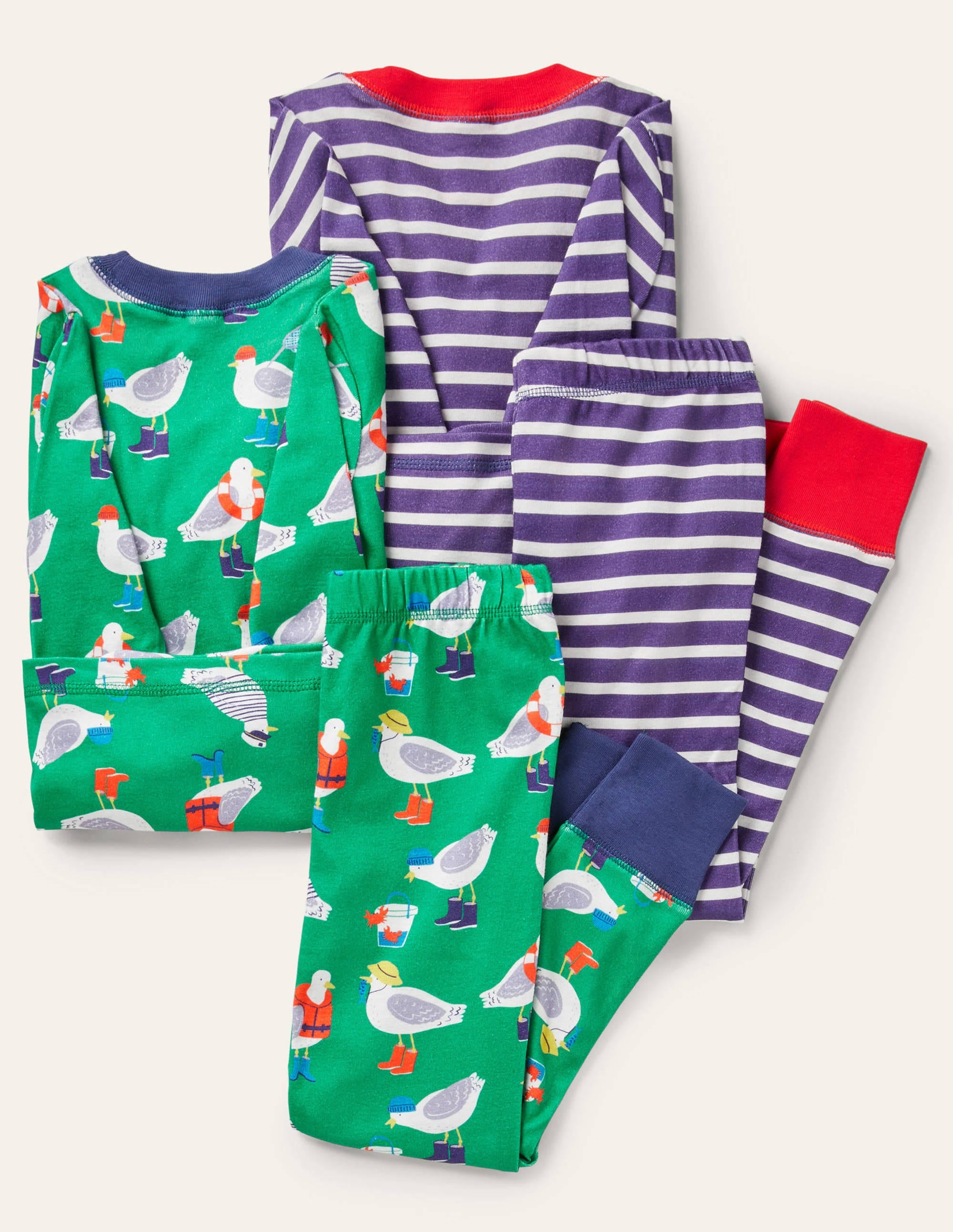 Cosy Twin Pack Long Pajamas-Green Pepper Seaside Seagulls - Image 2
