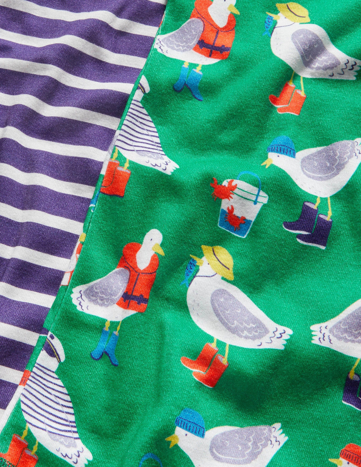 Cosy Twin Pack Long Pajamas-Green Pepper Seaside Seagulls - Image 3