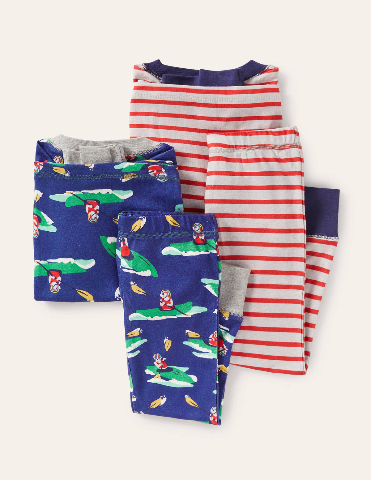 Cosy Twin Pack Long Pajamas-Blue Wave Kayaking Meerkats-2
