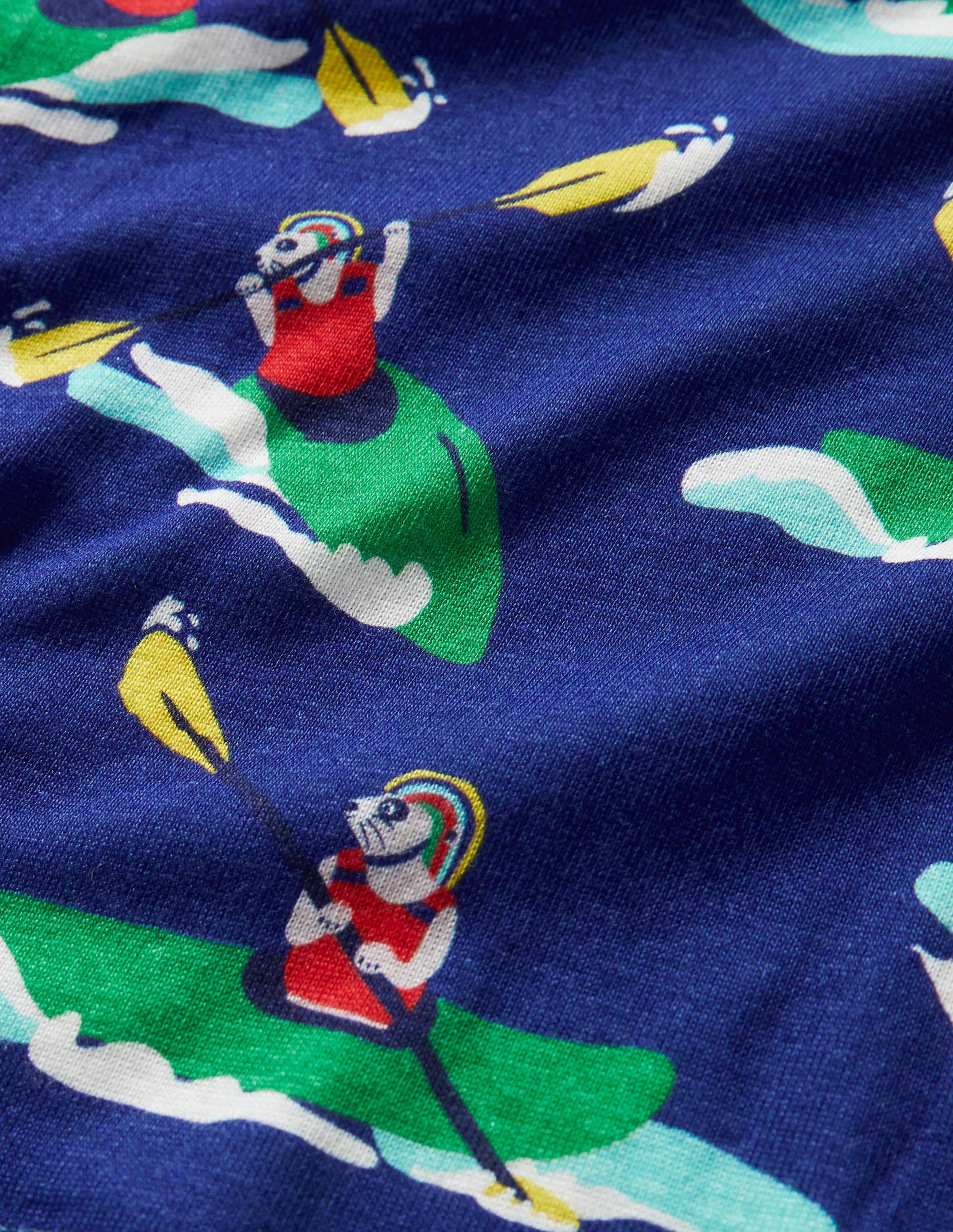 Cosy Twin Pack Long Pajamas-Blue Wave Kayaking Meerkats - Image 3