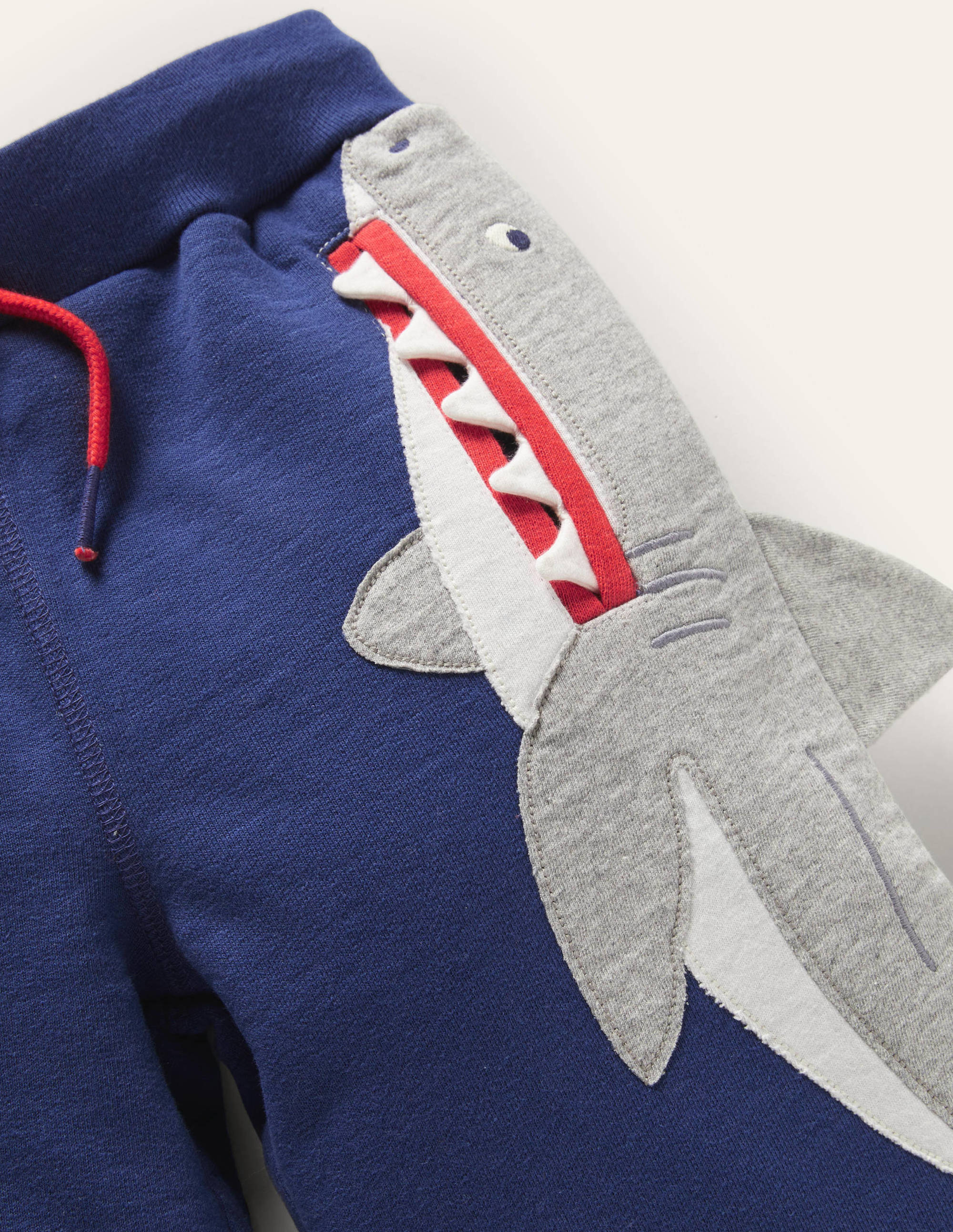 Navy Shark Appliqué Jersey Shorts-Starboard Blue Sharks - Image 3