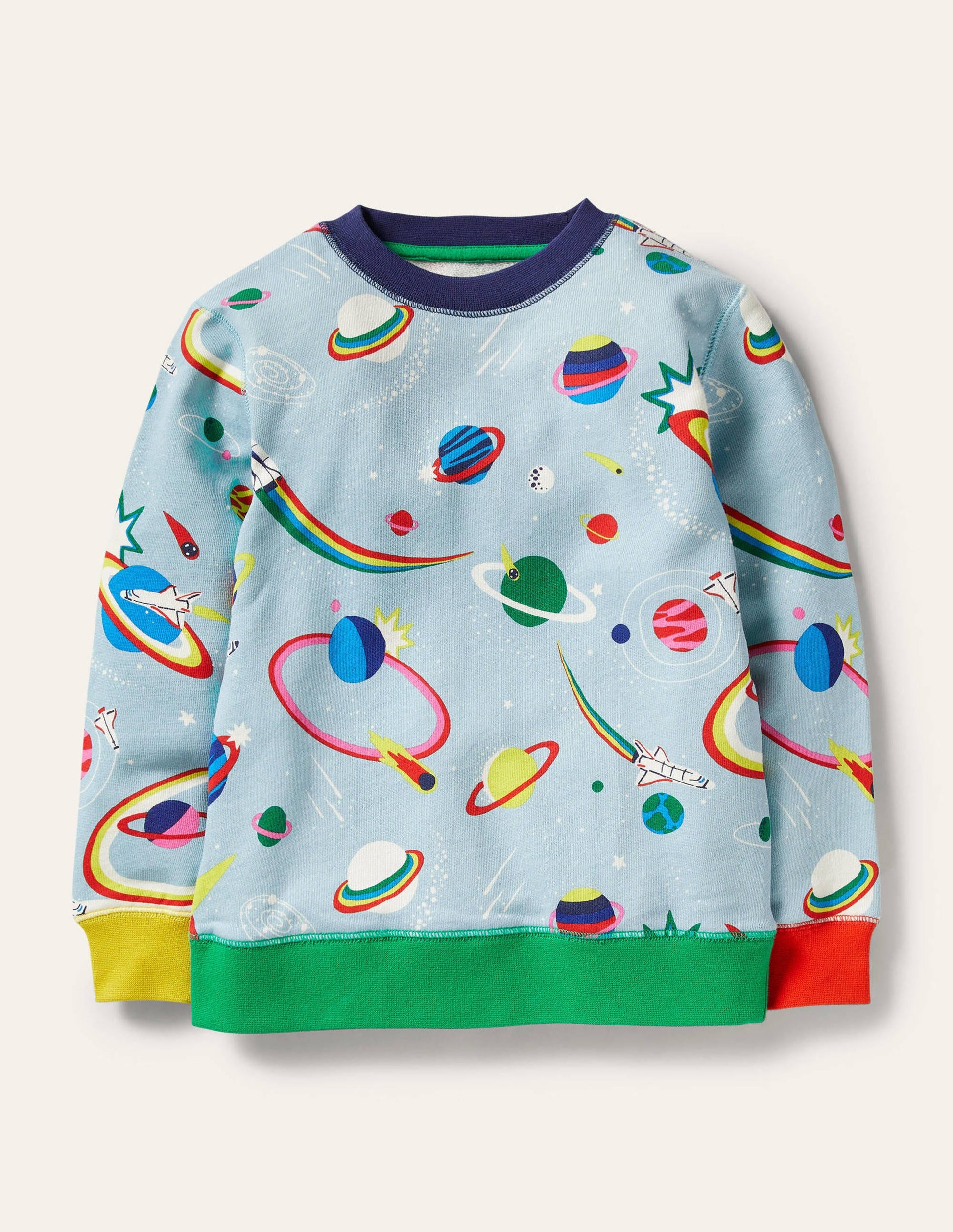 Appliqué Scene Sweatshirt-Mineral Blue Rainbow Space-1