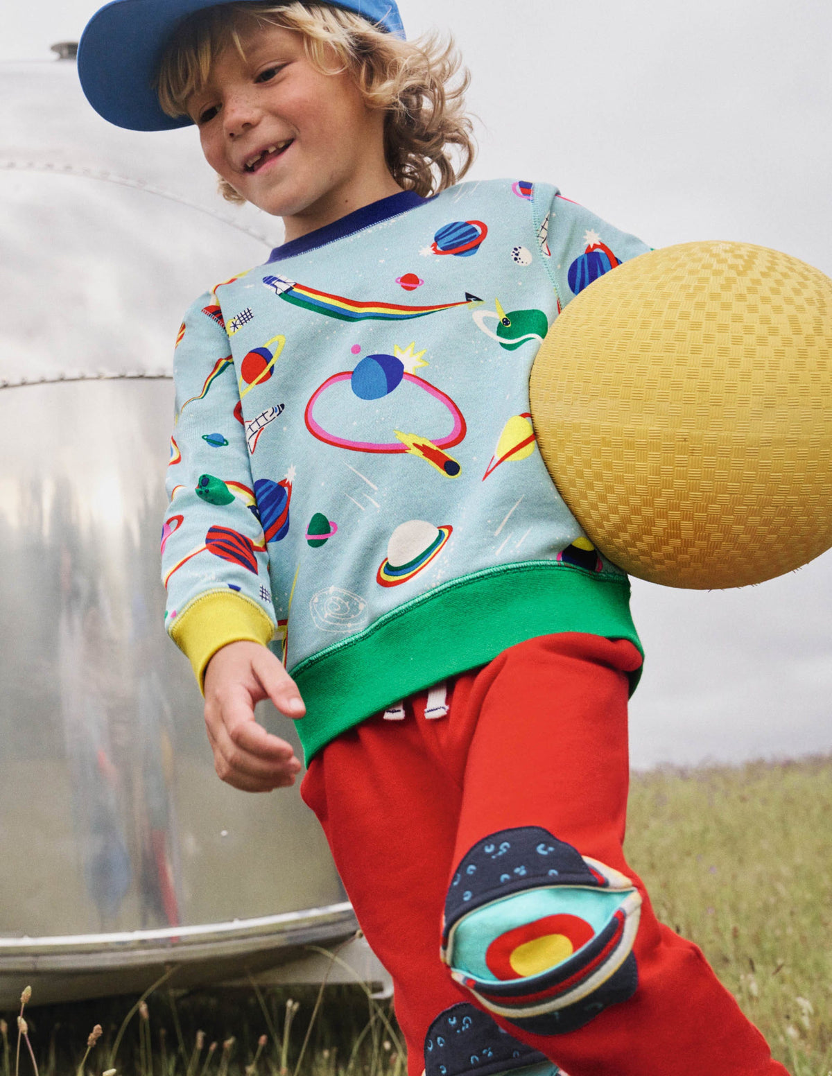 Appliqué Scene Sweatshirt-Mineral Blue Rainbow Space - Image 4
