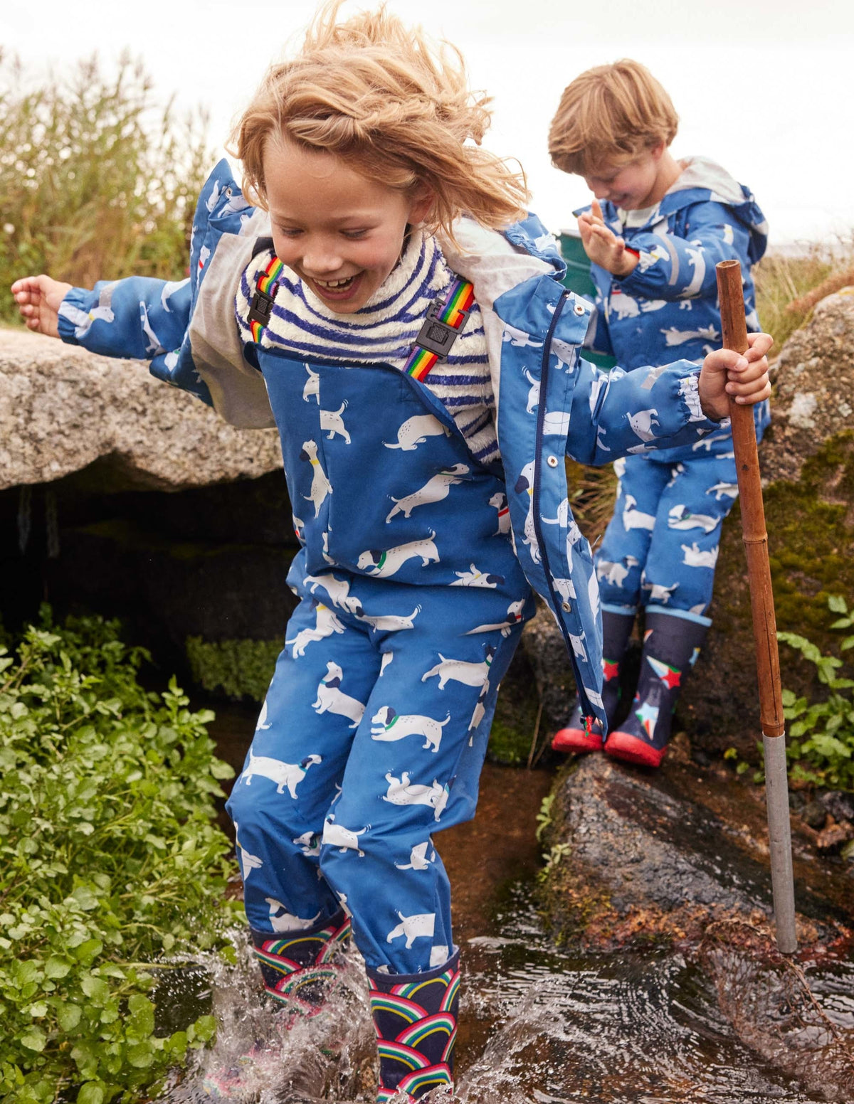 Waterproof Rain Pants-Venice Blue Sausage Dogs - Image 5