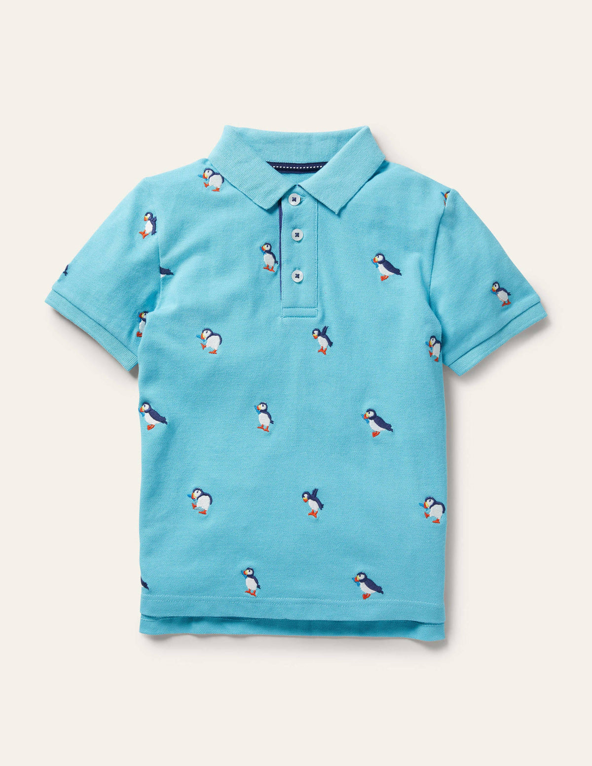 Piqué Polo Shirt-Aqua Blue Puffins - Image 1