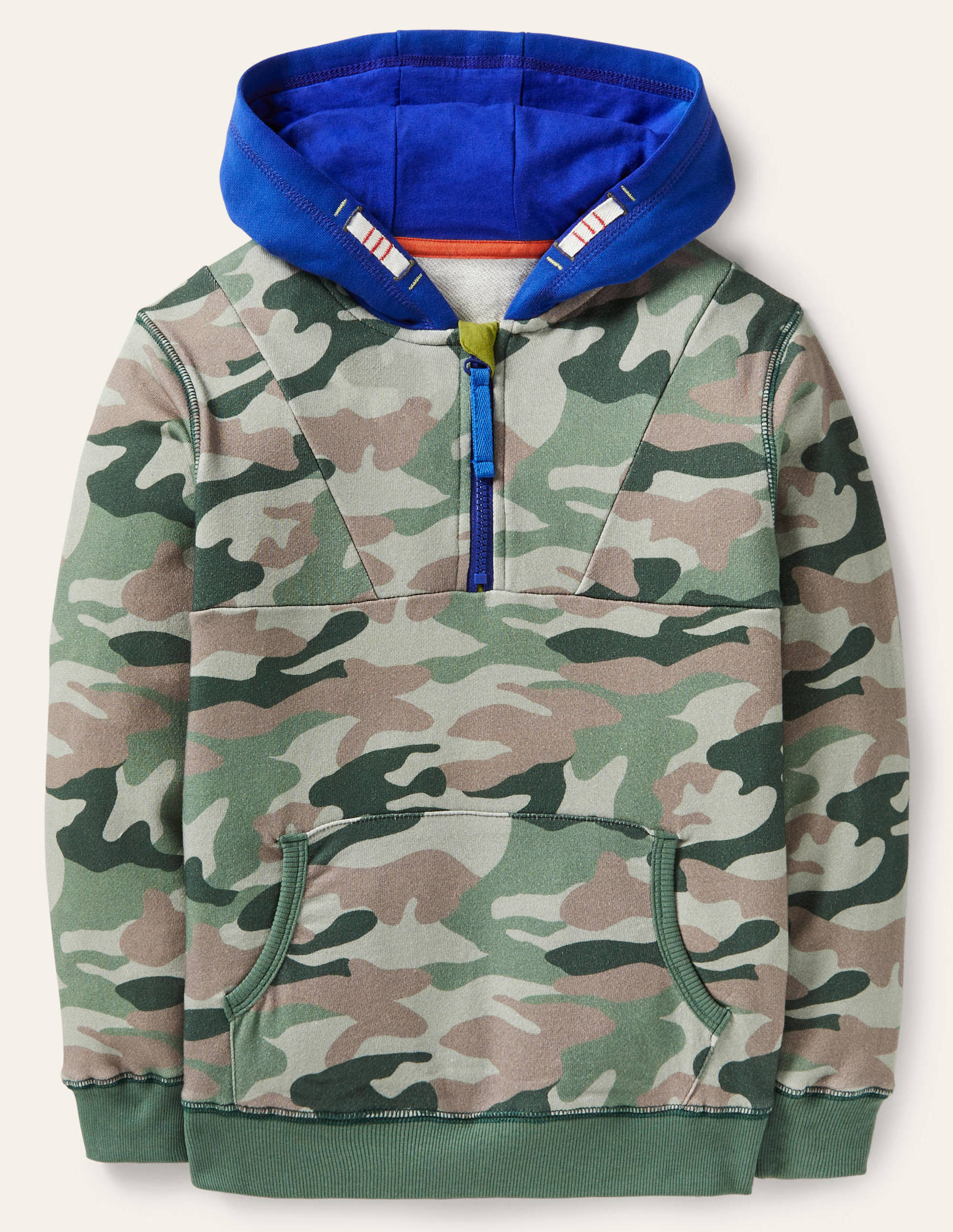 Colorblock Half-zip Hoodie-Green Camouflage - Image 1