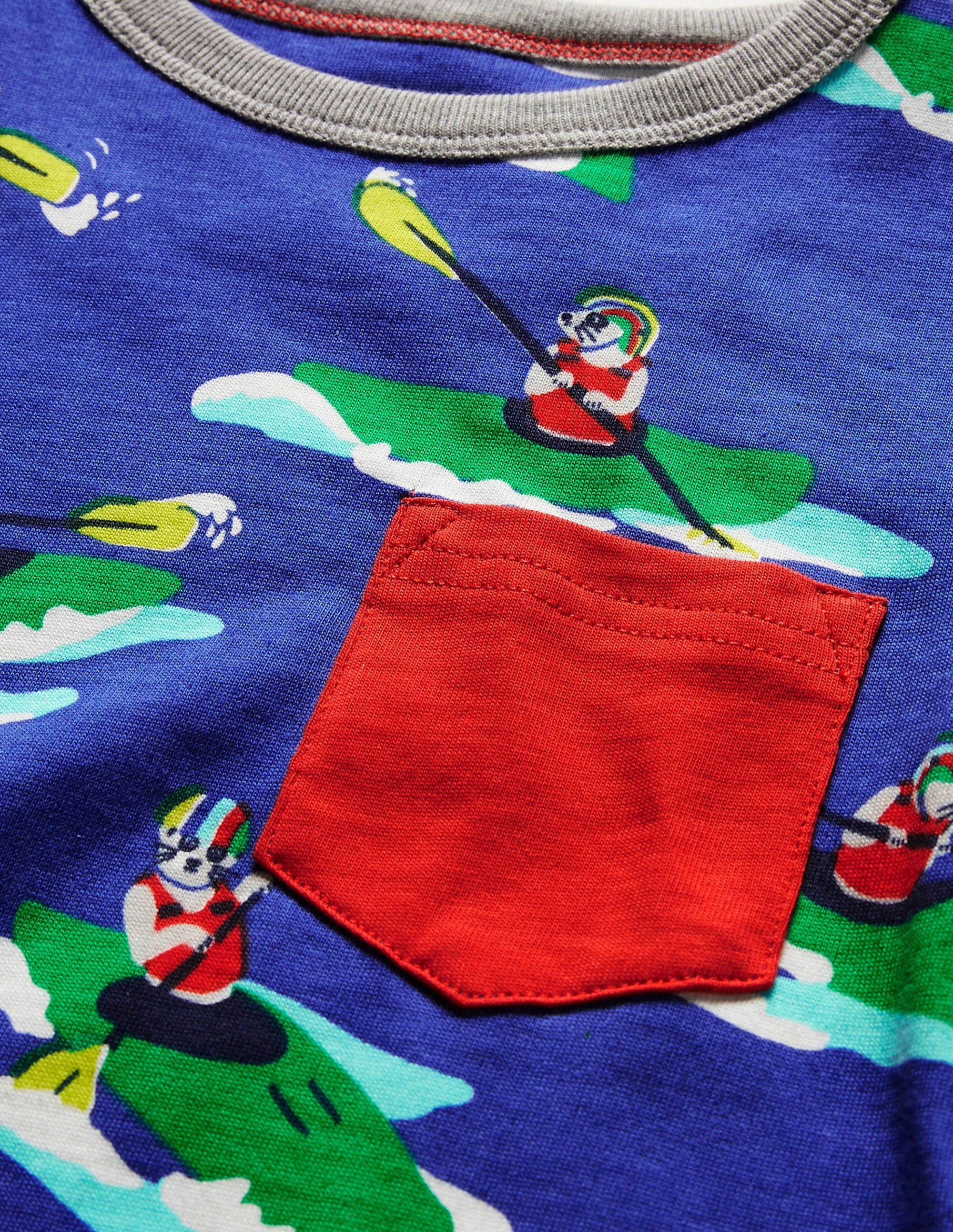 Graphic Vacation T-shirt-Blue Wave Kayaking Meerkat - Image 3