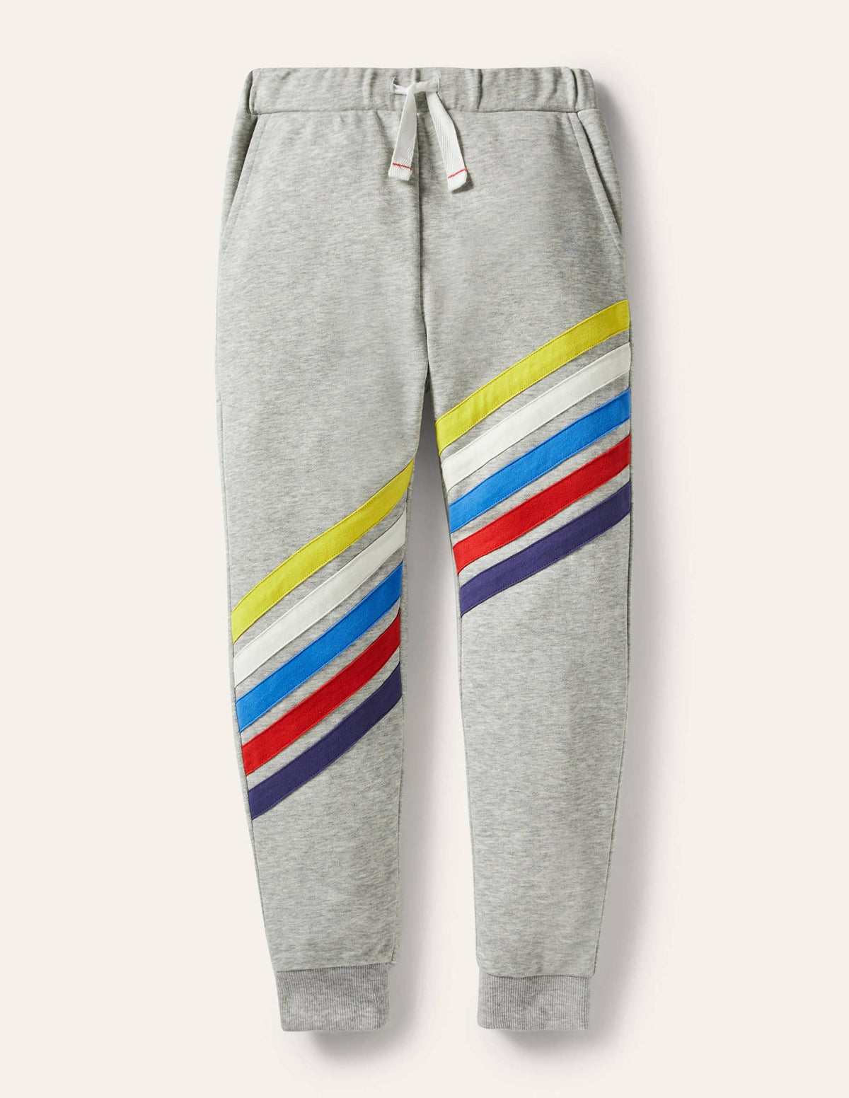 Rainbow Stripe Joggers-Grey Marl - Image 1