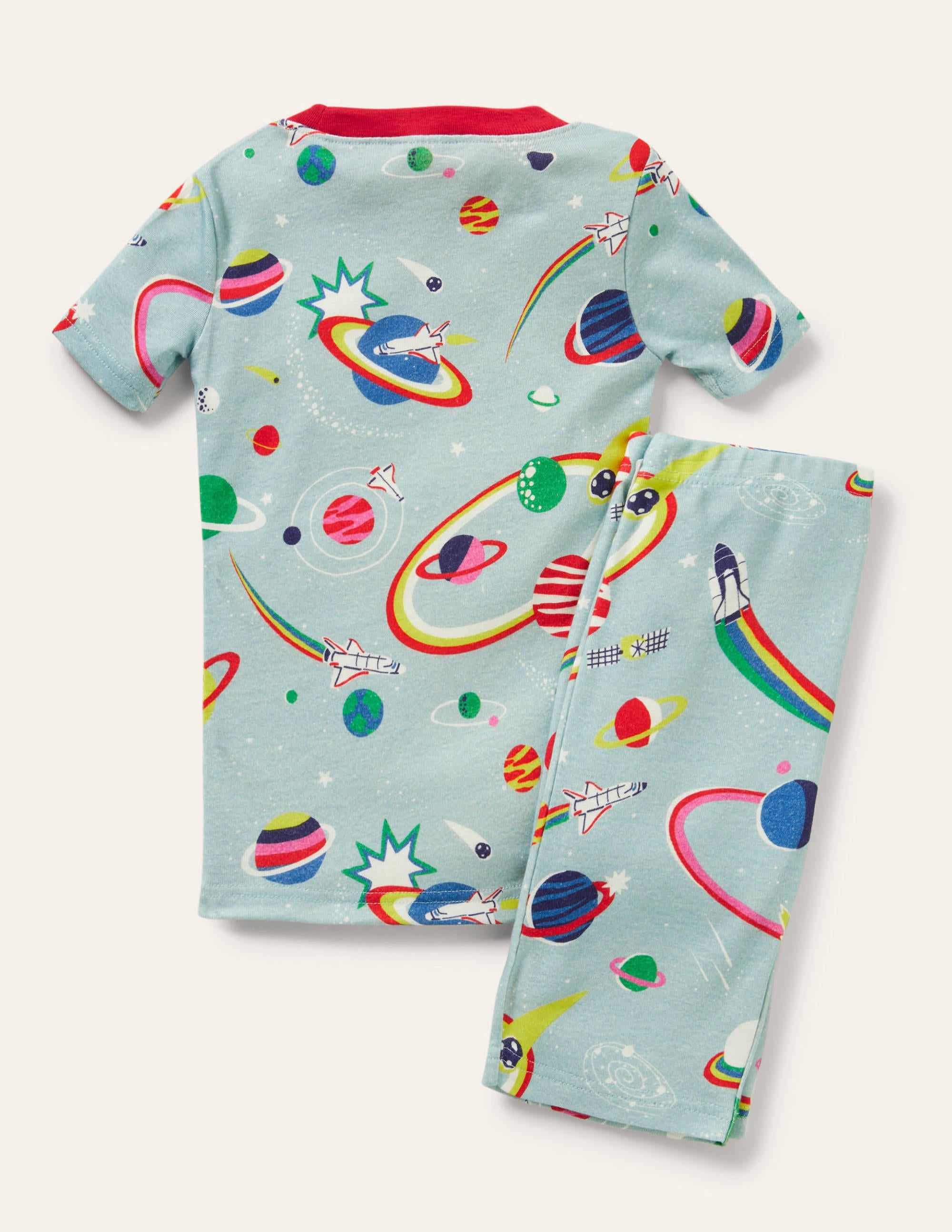 Snug Short John Glow Pyjamas-Mineral Blue Rainbow Space - Image 2