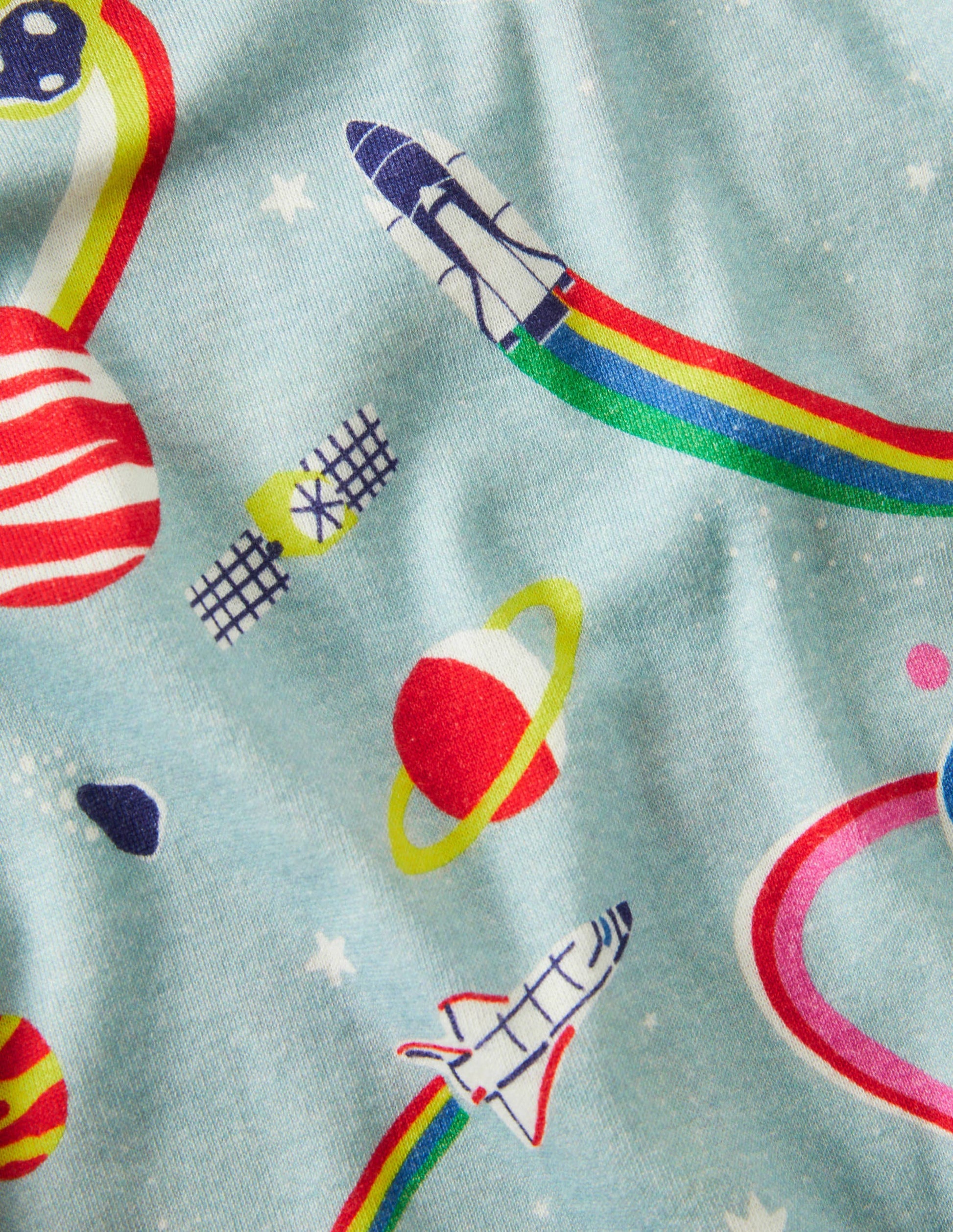 Snug Short John Glow Pyjamas-Mineral Blue Rainbow Space-3