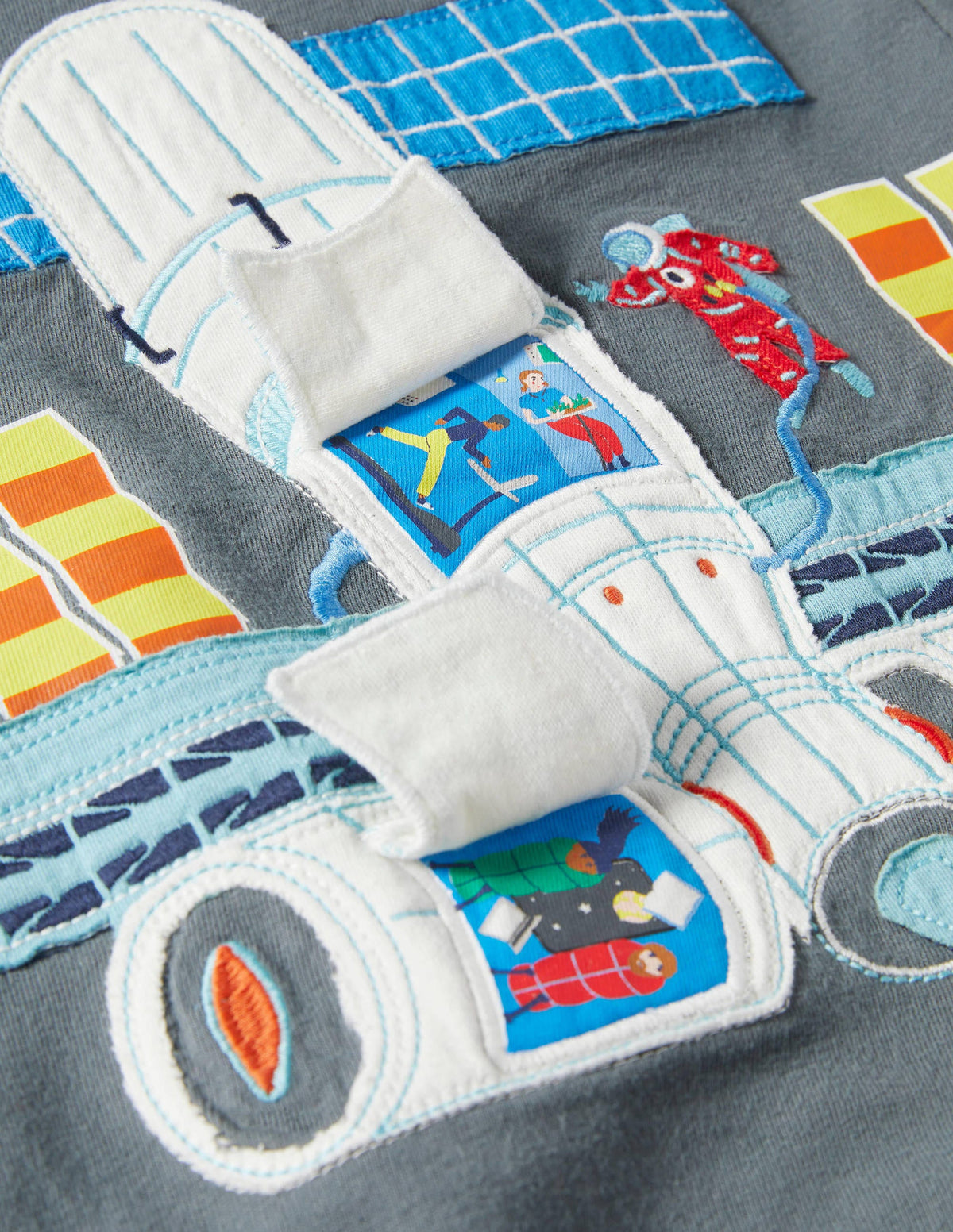 Lift-the-flap Space T-shirt-Smoke Grey Space Station - Image 3