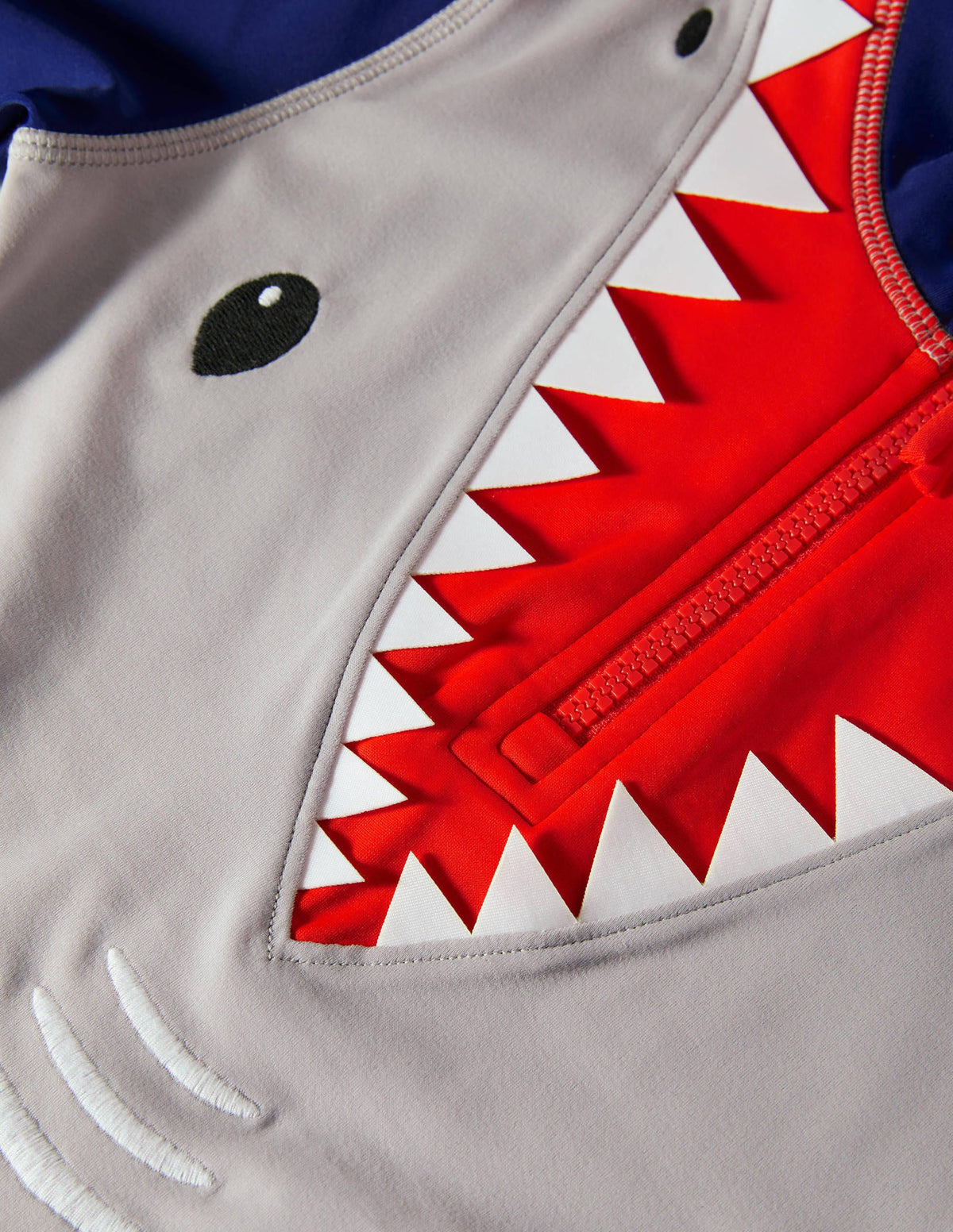 Navy Shark Half-zip Rash Vest-Stone Grey Shark - Image 3