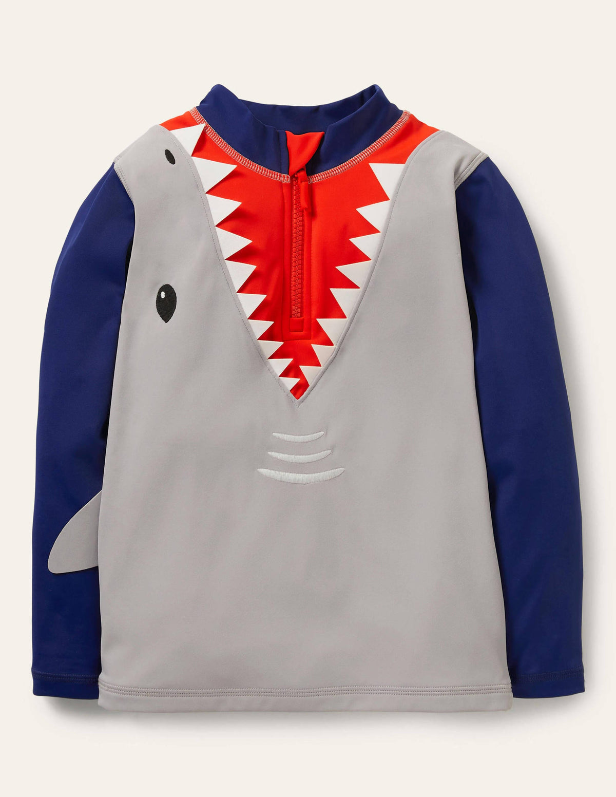 Navy Shark Half-zip Rash Vest-Stone Grey Shark - Image 1