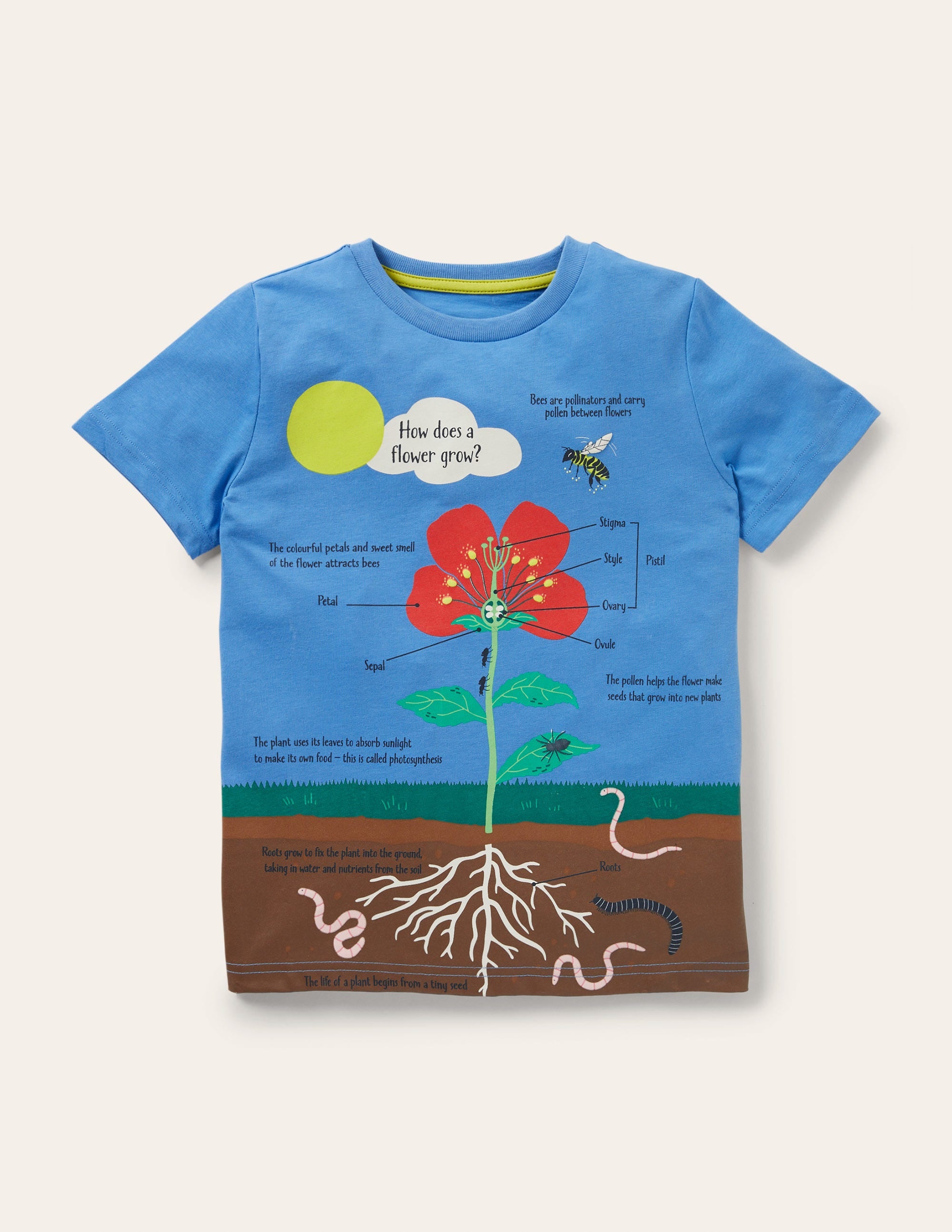 Blue Flower Educational T-shirt-Bright Bluebell Blue Flower - Image 1