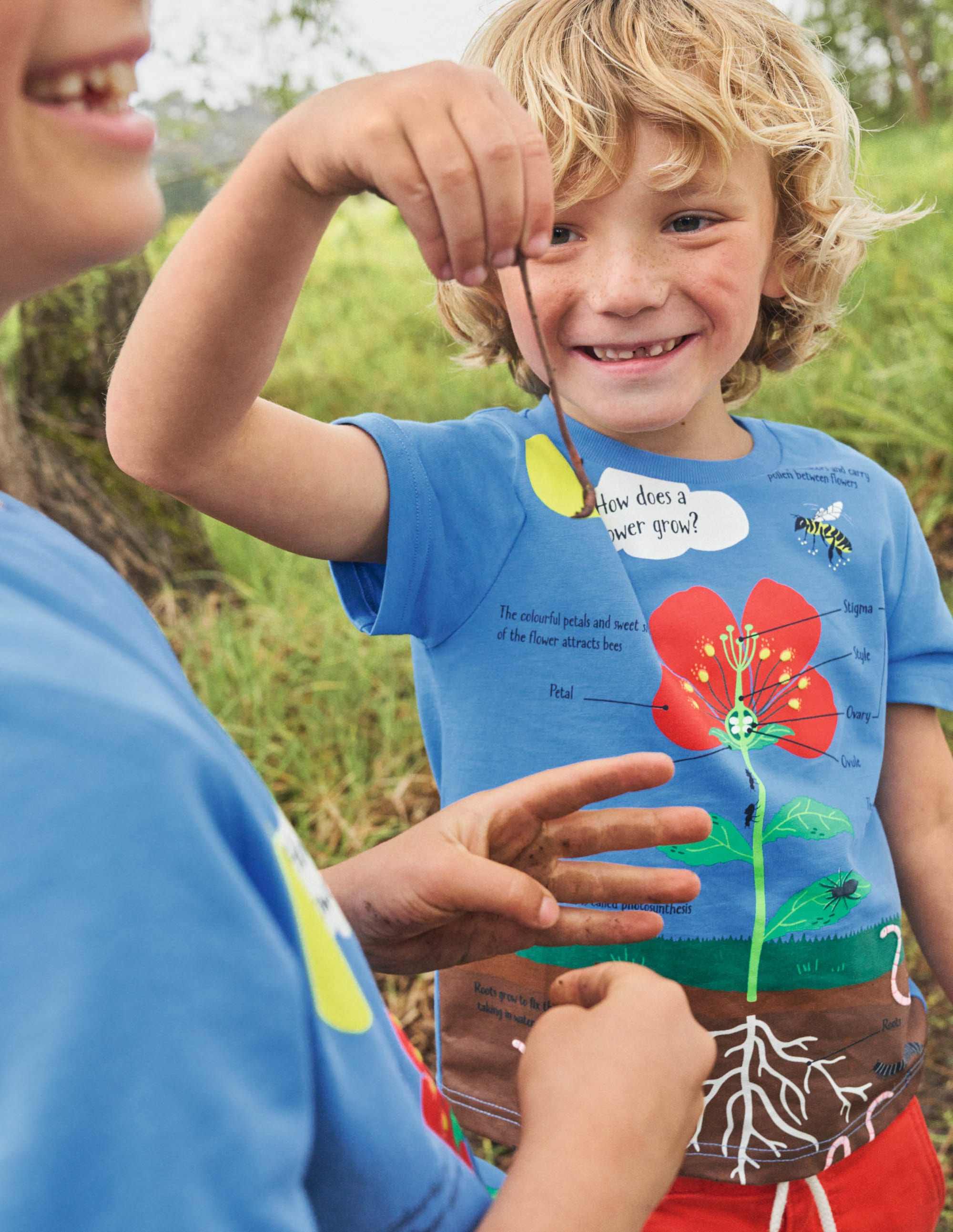 Blue Flower Educational T-shirt-Bright Bluebell Blue Flower - Image 5