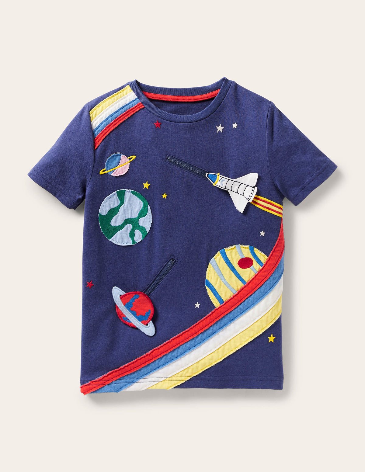 Zip Appliqué T-shirt-Starboard Blue Space - Image 1